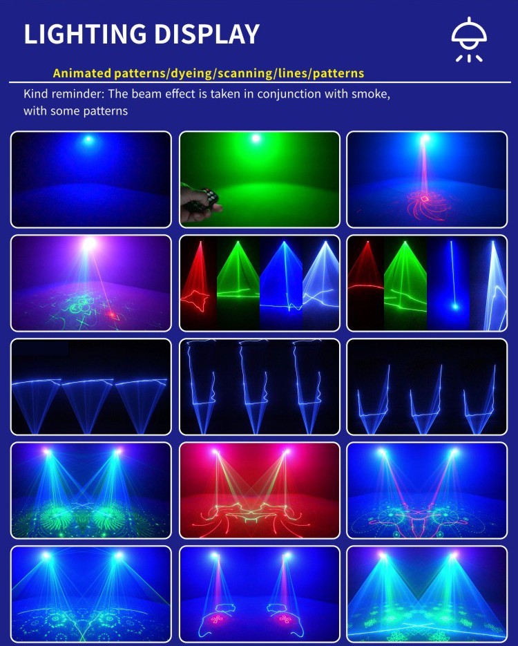 BAKOD 12 Beam LED Rave Light – Sound Activated Party Stage Lighting