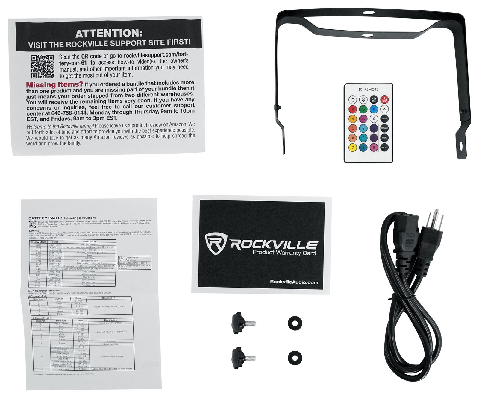 (16) Rockville BATTERY PAR 61 Rechargeable RGBWA+UV DMX DJ Wash Lights+Remotes