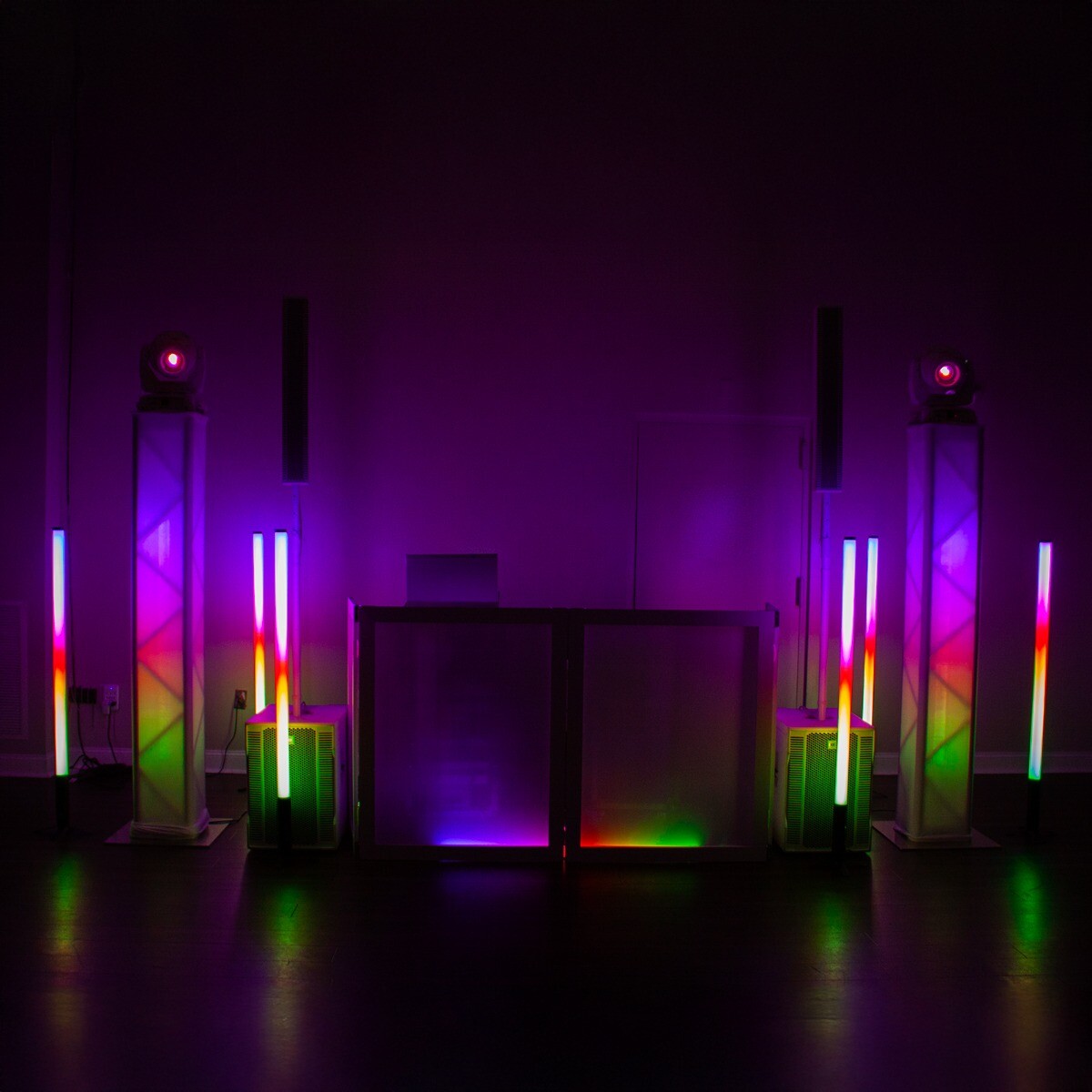 DJ Stage Party LED Tube Effect Accent Lights 4-Pack w Travel Cases & Remote