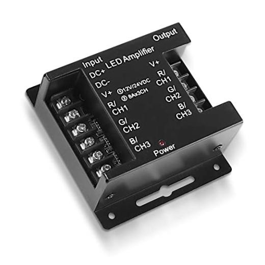 RGB LED Amplifier 3-Channel Signal Repeater DC 12V-24V 8A/CH Dimmer Power