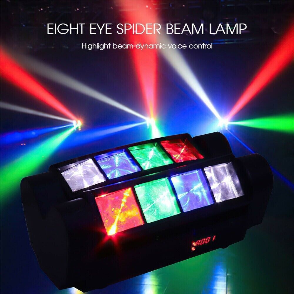 2X 8LED Spider Moving Head LED Stage Lighting Beam DJ Light DMX Disco Party Show