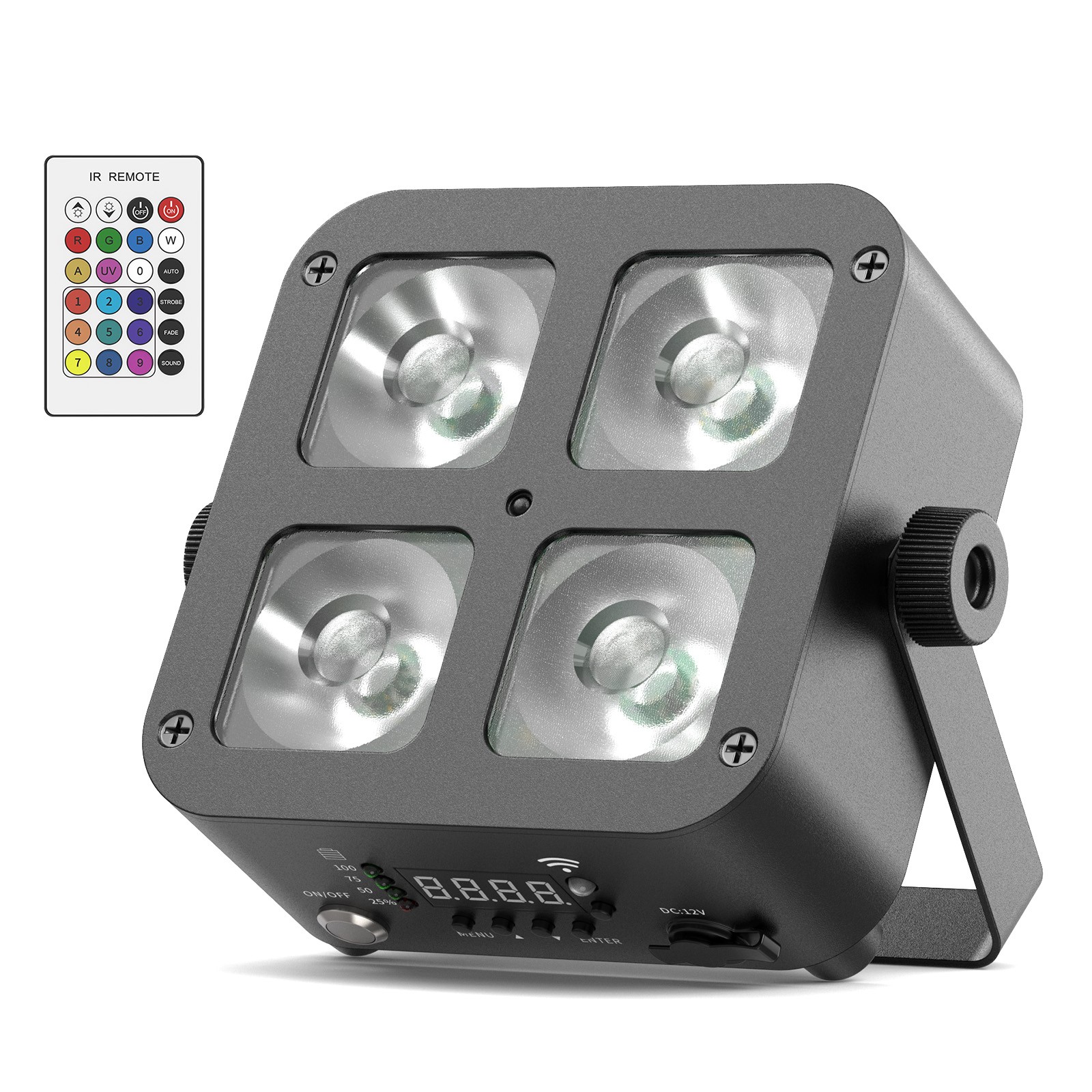 LED 4x25W RGBWA+UV Battery Powered WIRELESS DMX Par Can DJ Uplighting Up Light