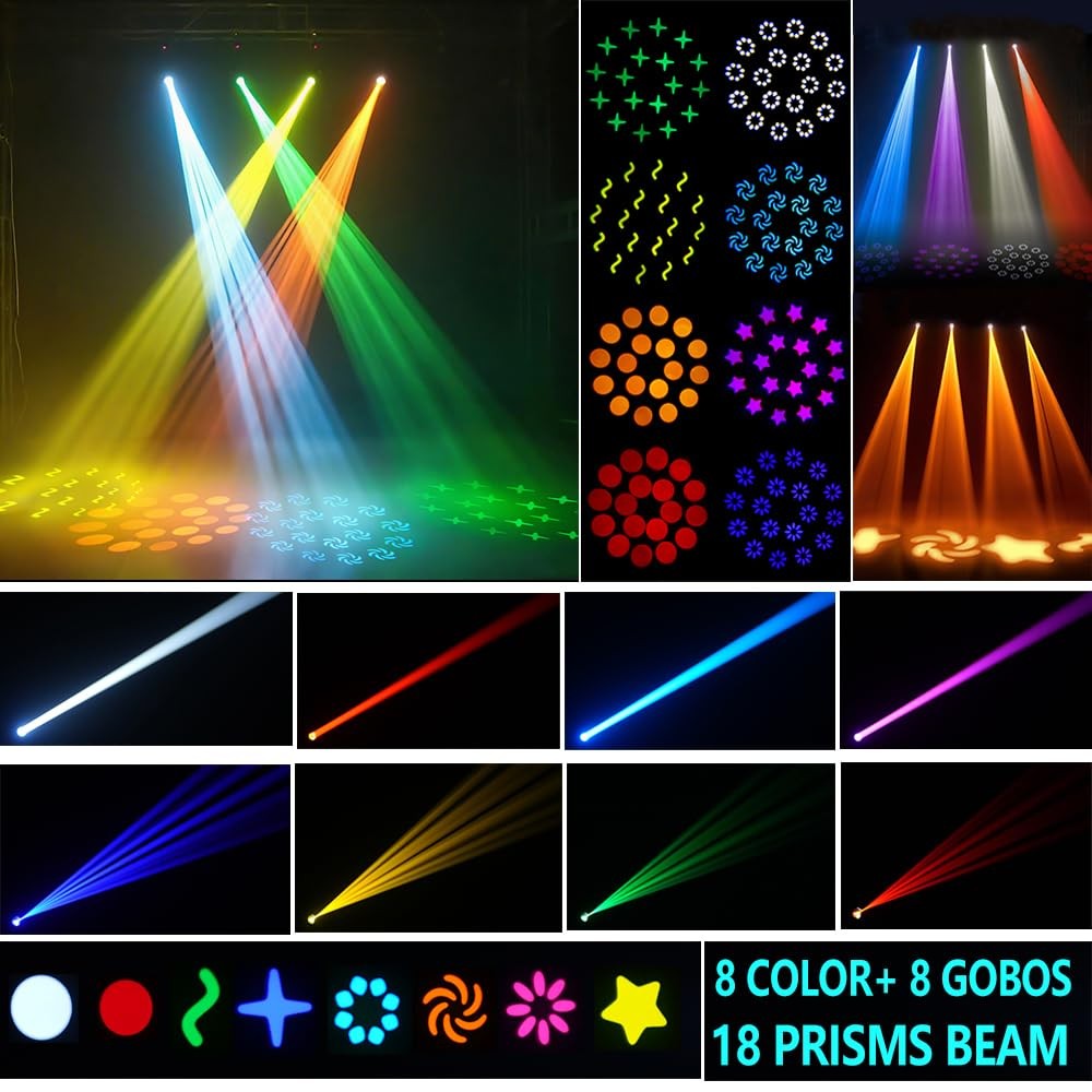 MINGJIE 120W Moving Head DJ Lights, 18-Facet Prism Stage Lighting (1 Pack)