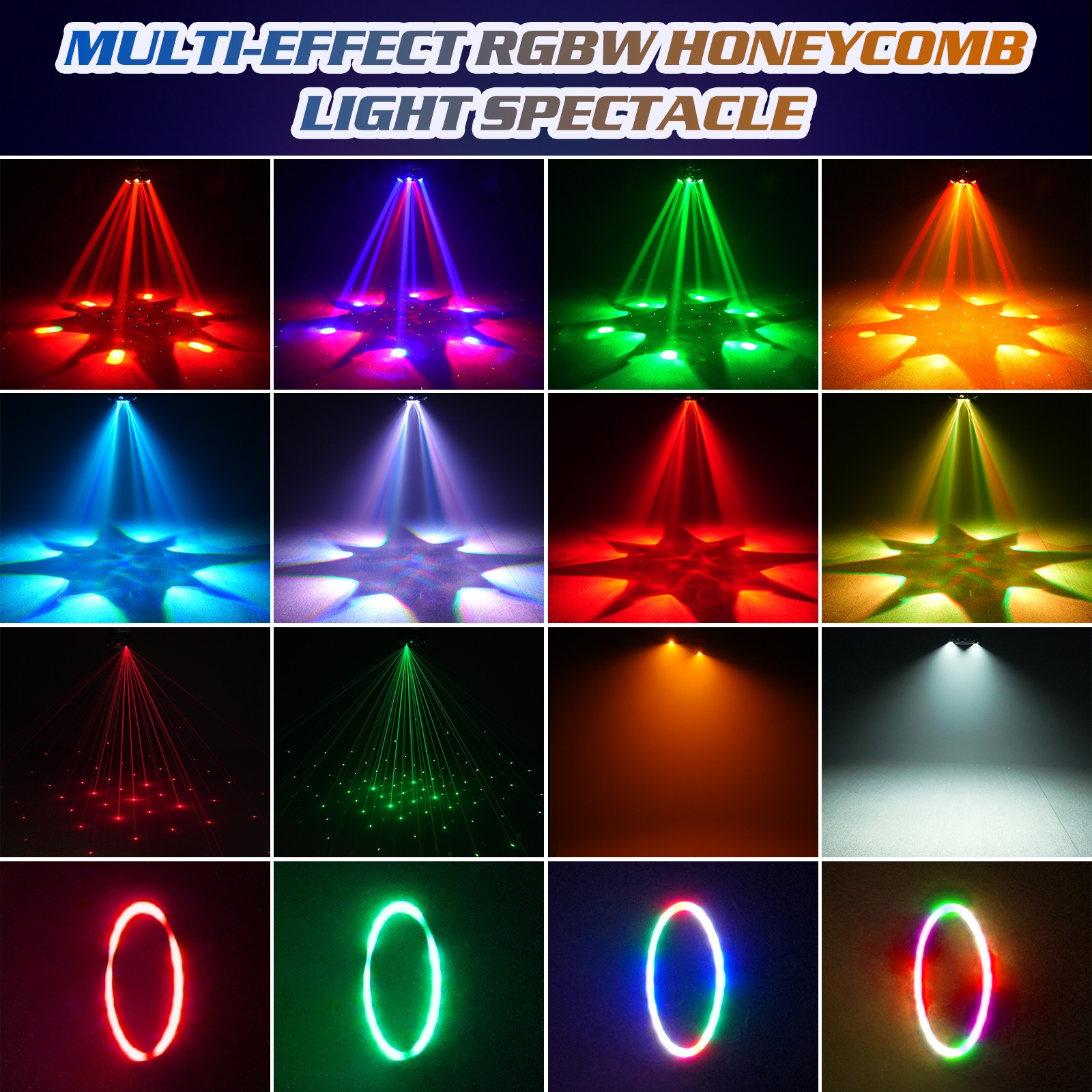 6 arm 90° Swing RGBW LED Beam Light with 4 Honeycomb Eyes for Dynamic Effects