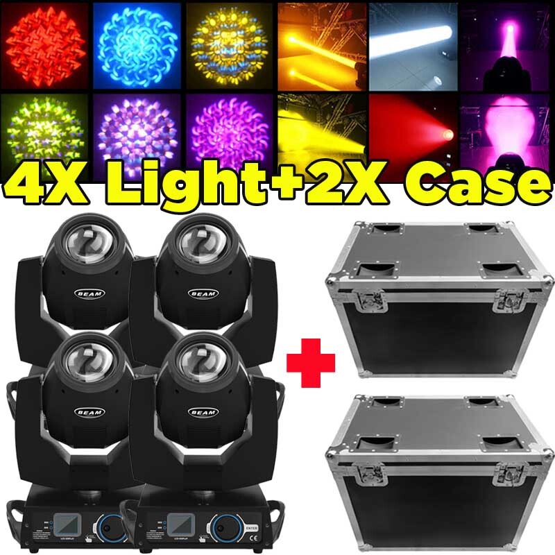 4X 7R 230W Moving Head Light RGBW Stage Lighting DMX Beam Disco DJ Party W/Case