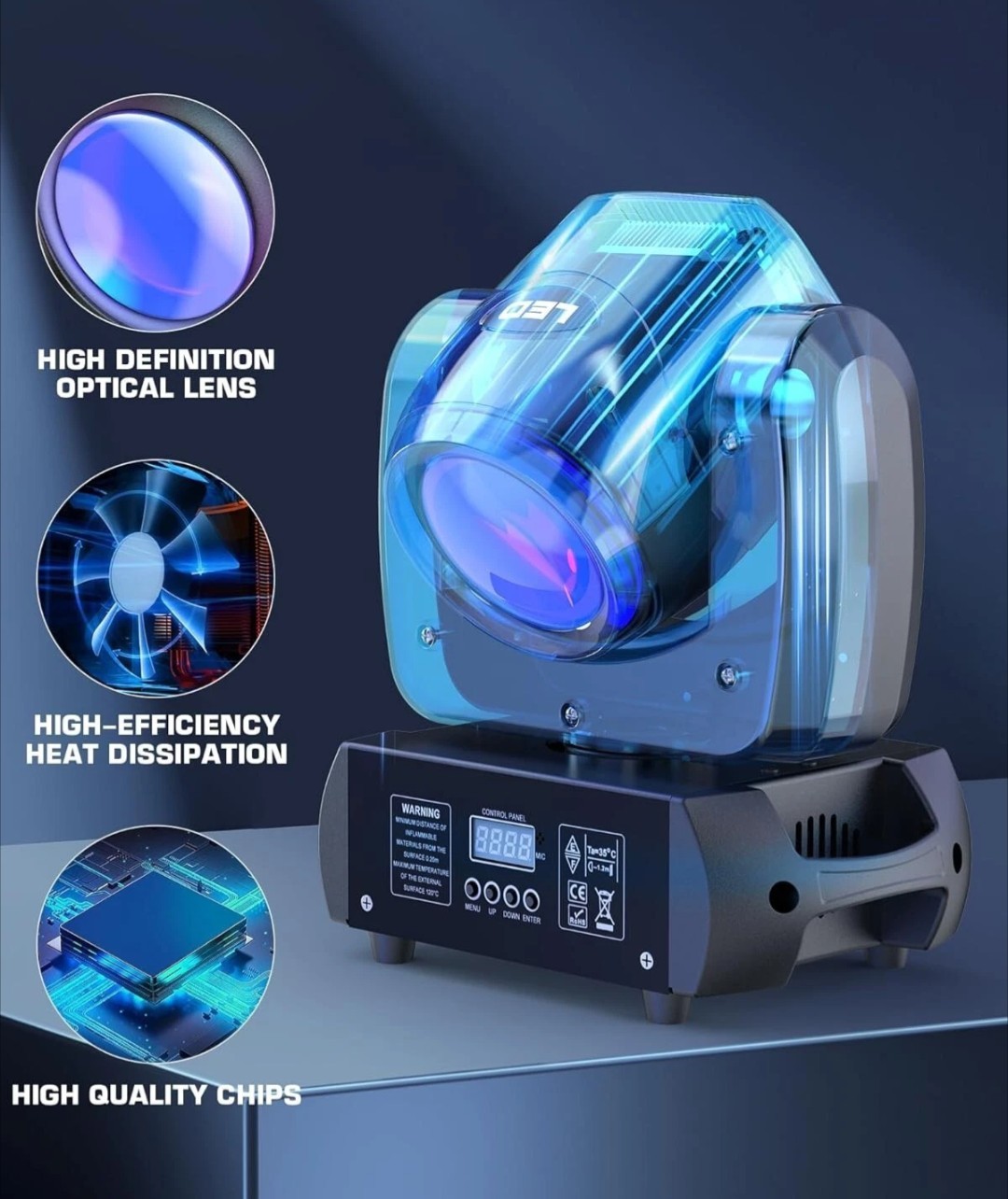 2PCS 150W 16 Facet Prism Gobo Moving Head Light Beam RGBW LED DMX Stage DJ Party