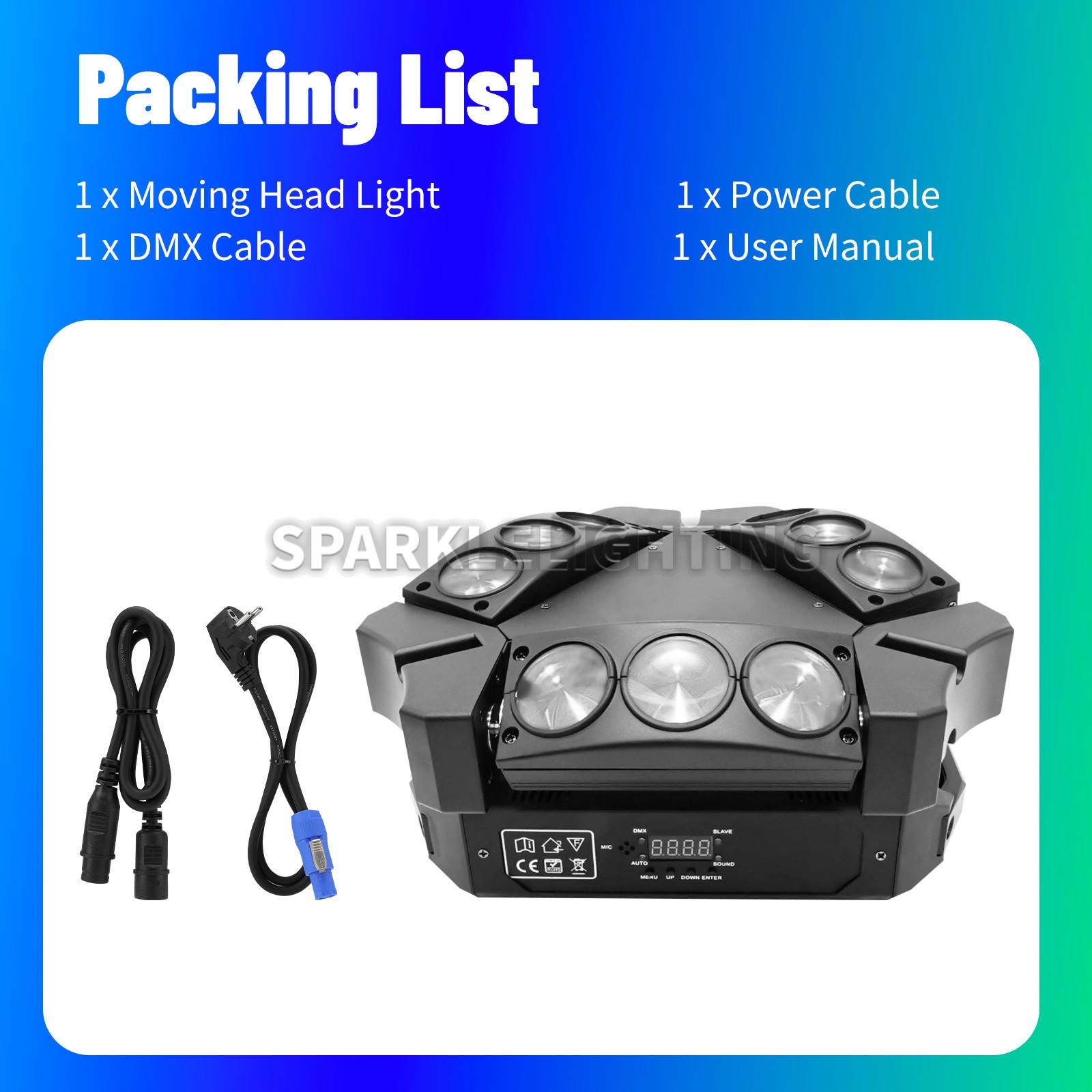 PAIDUN NEW RGBW Spider Laser Light 9LED Beam Moving Head Light Sound Activated