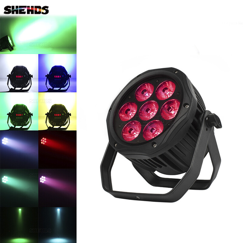 SHEHDS LED Waterproof IP65 Outdoor RGBWA UV Par Stage Light 7x18W For Wedding