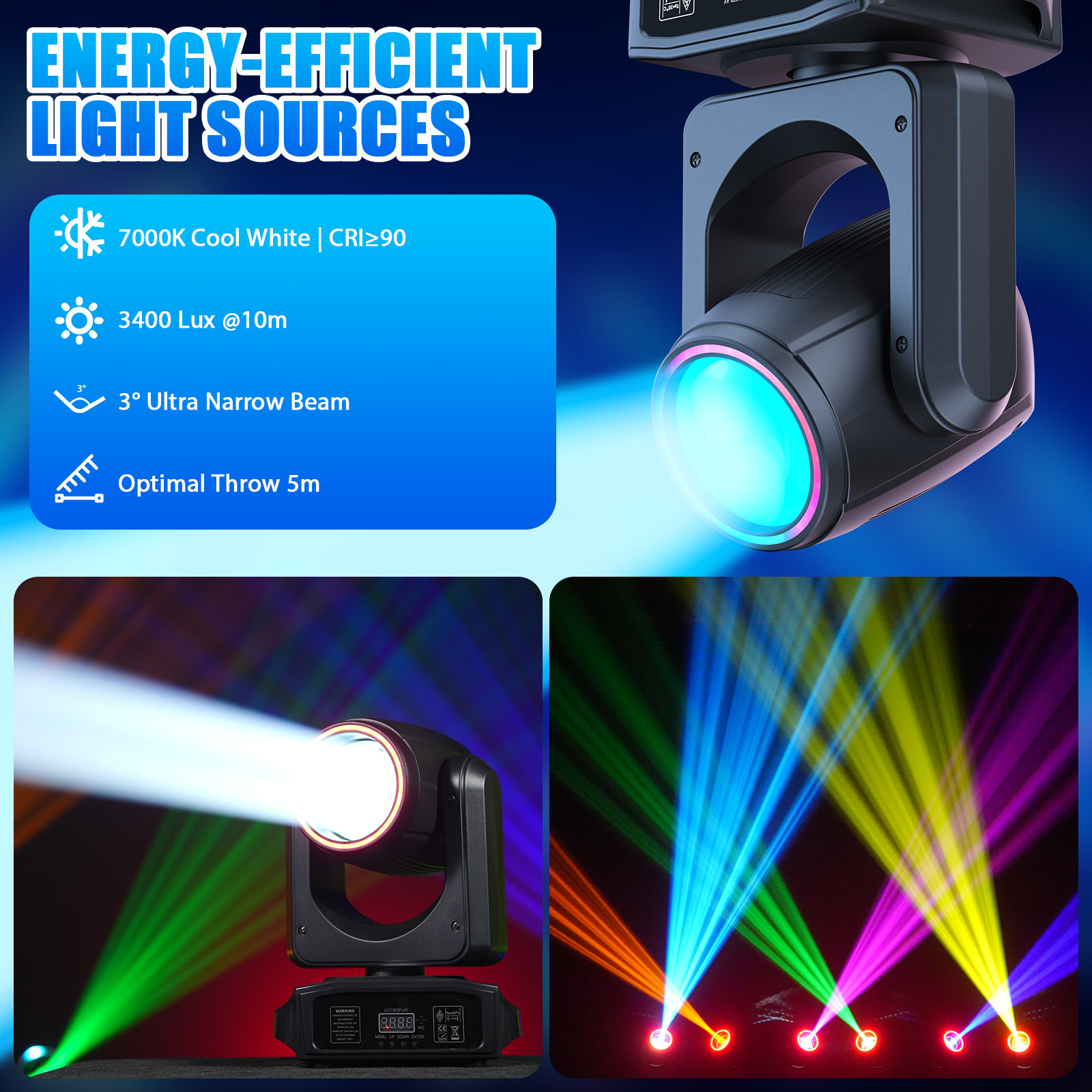4x 200W LED Moving Head Stage Light GOBO Prism Spot Beam Light Disco Party DMX