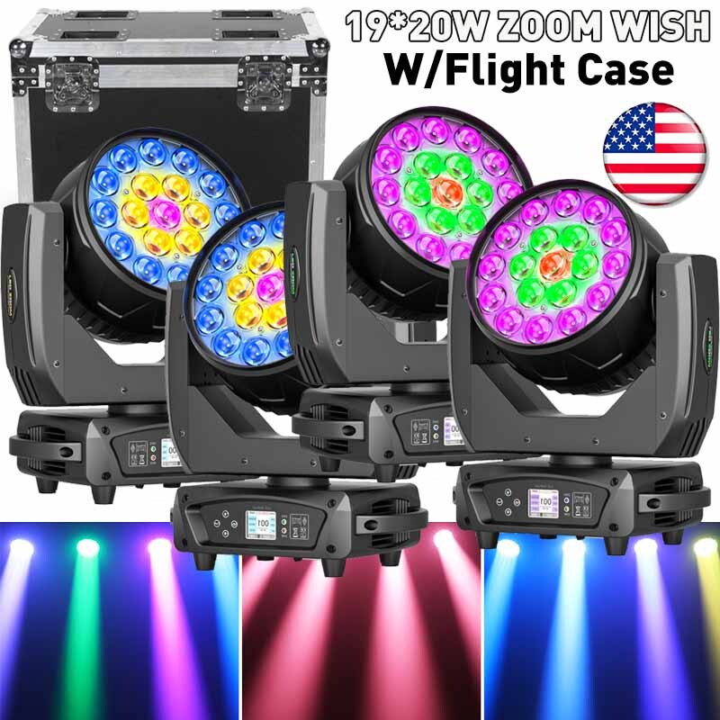 19x20W LED Zoom Moving Head Stage Light RGBW DMX Beam Wash Lighting DJ Disco Bar