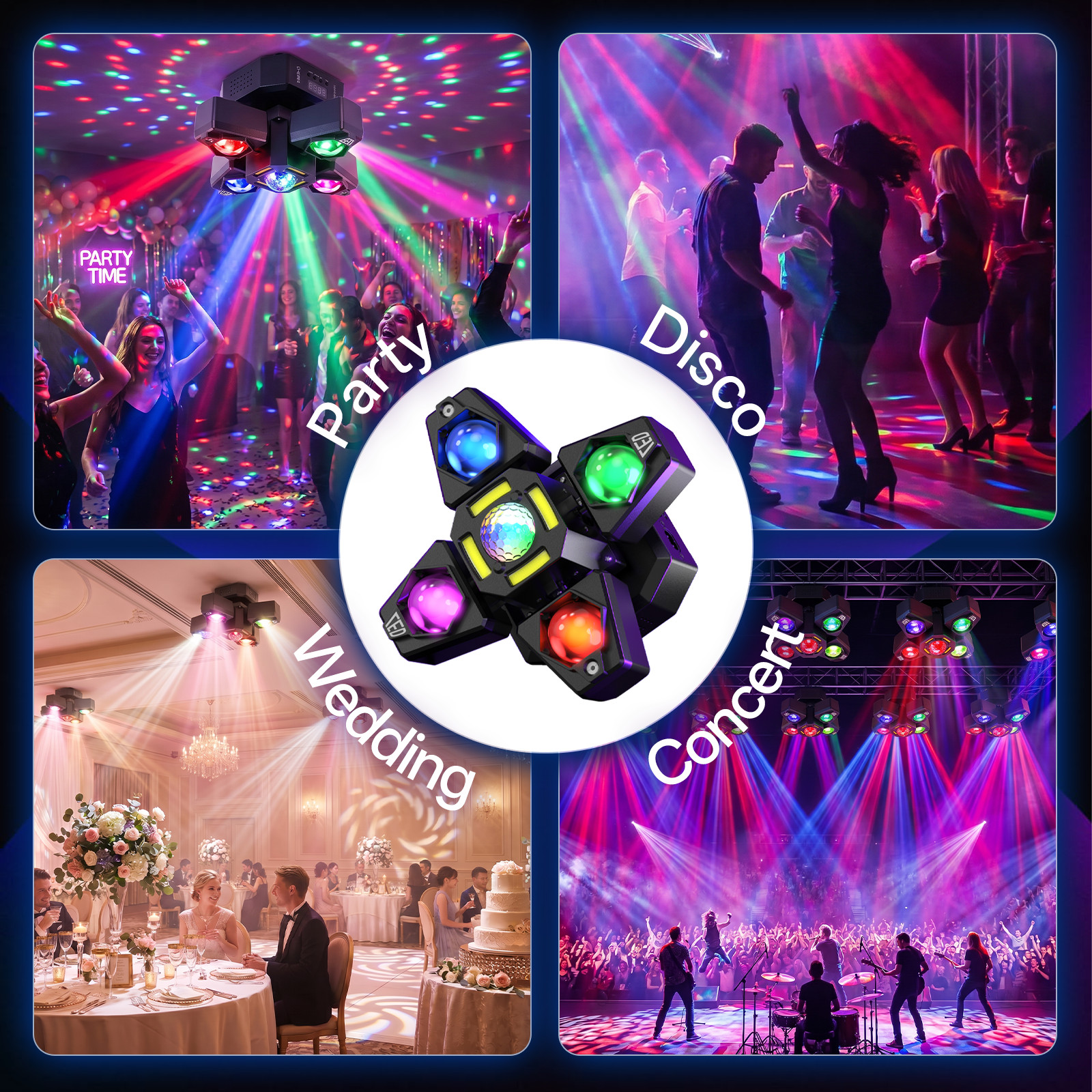 4-Arm Party Laser RGBW LED Moving Head Light Disco Party DJ Stage Lighting Beam
