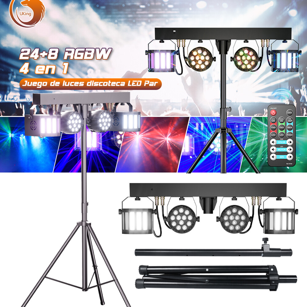 4-Par Stage LEDs Lights DJ Band Lighting System Strobe Effect Light Party Disco