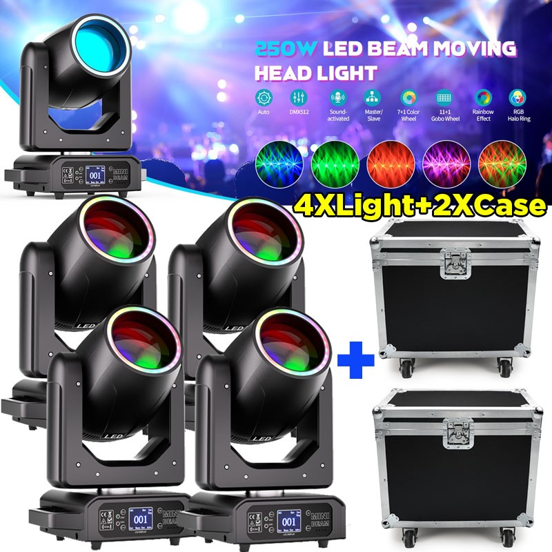 250W LED Moving Head Light RGBW 18Prism Gobo Beam Stage Disco DMX Spot Lighting
