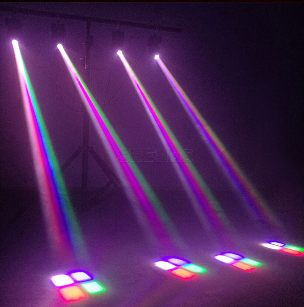 SHEHDS 4Pcs 10W Mini LED Spot Beam 4in1 RGBW Moving Head Lighting Party Stage