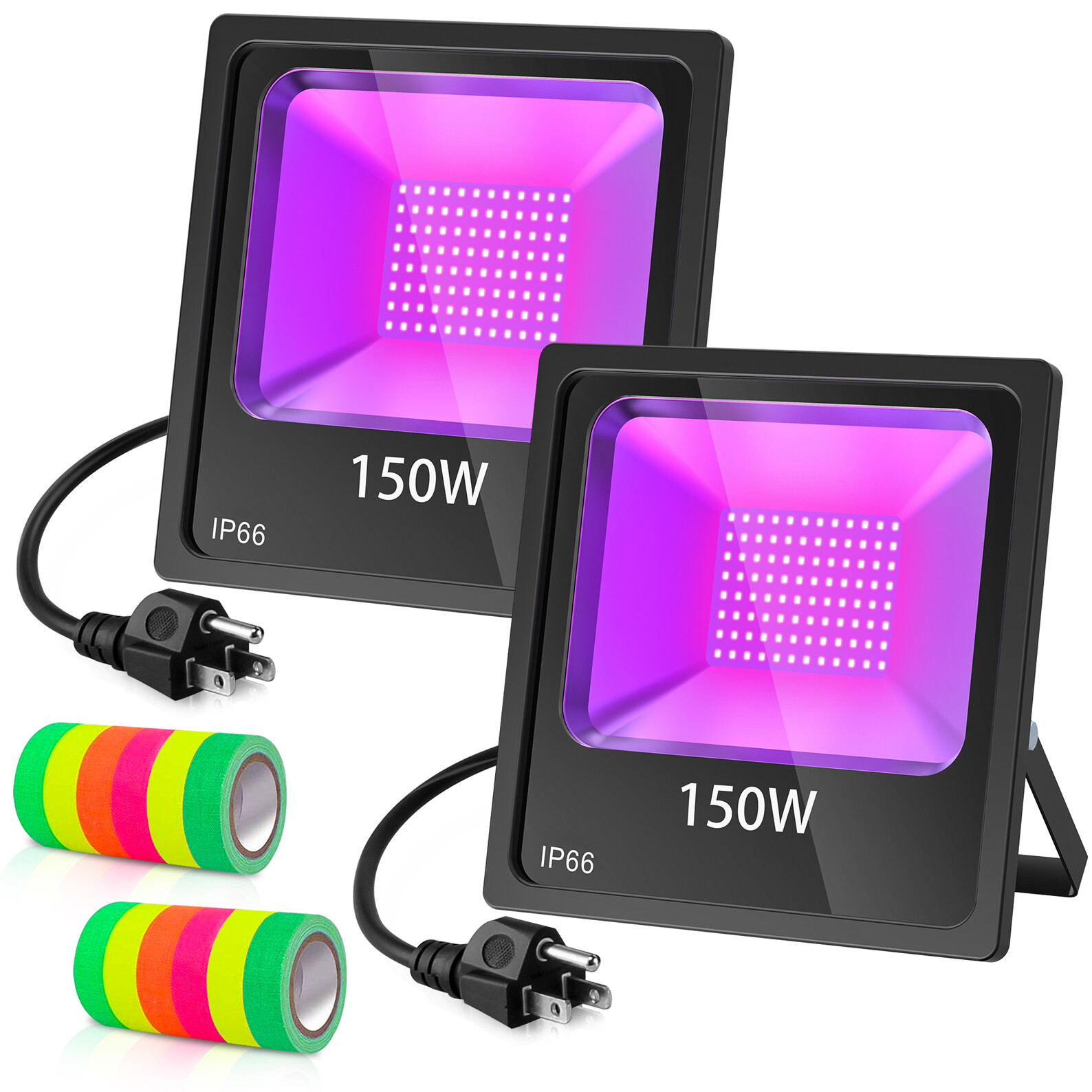 2Pack LED Black Lights 150W For DJ Music Stage Party Purple Light (10ft Cable)