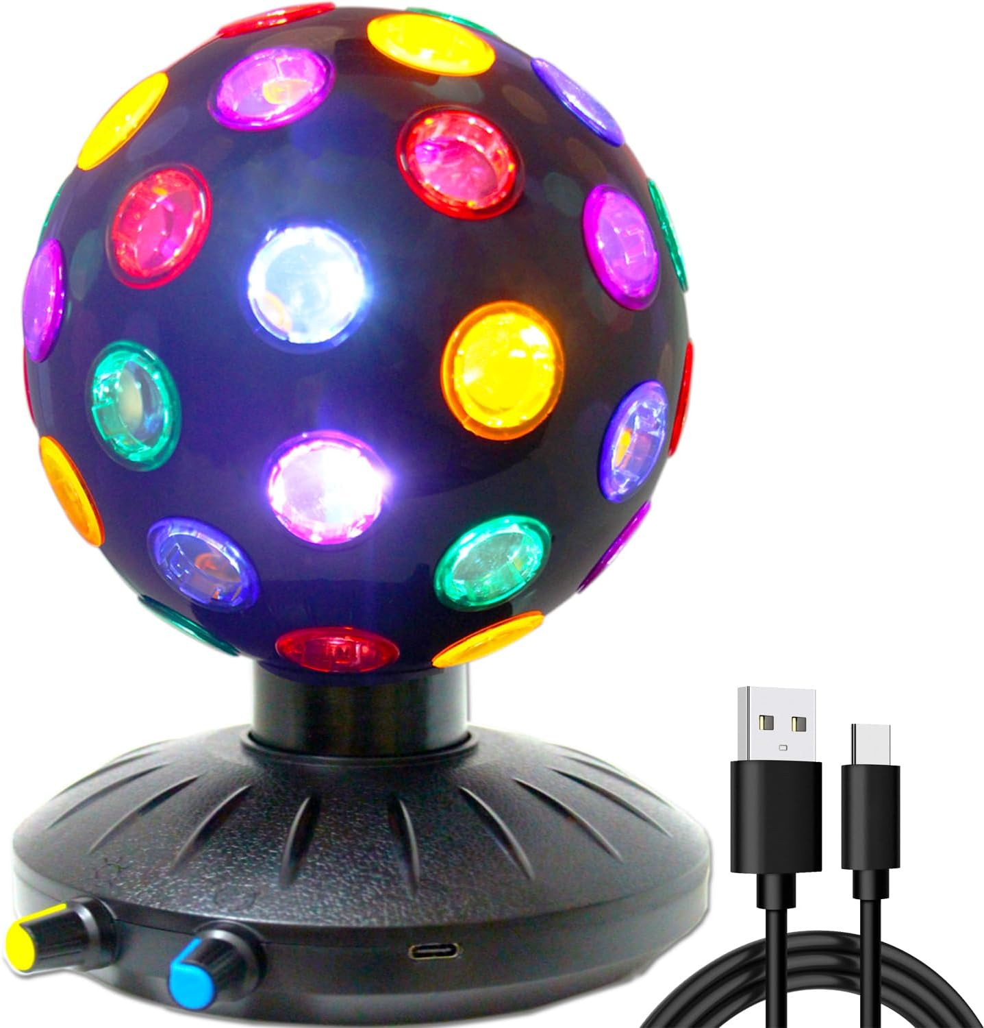 Spinning Disco Ball LED Night Light Projector 360° Rotary Speed/Brightness Adjus
