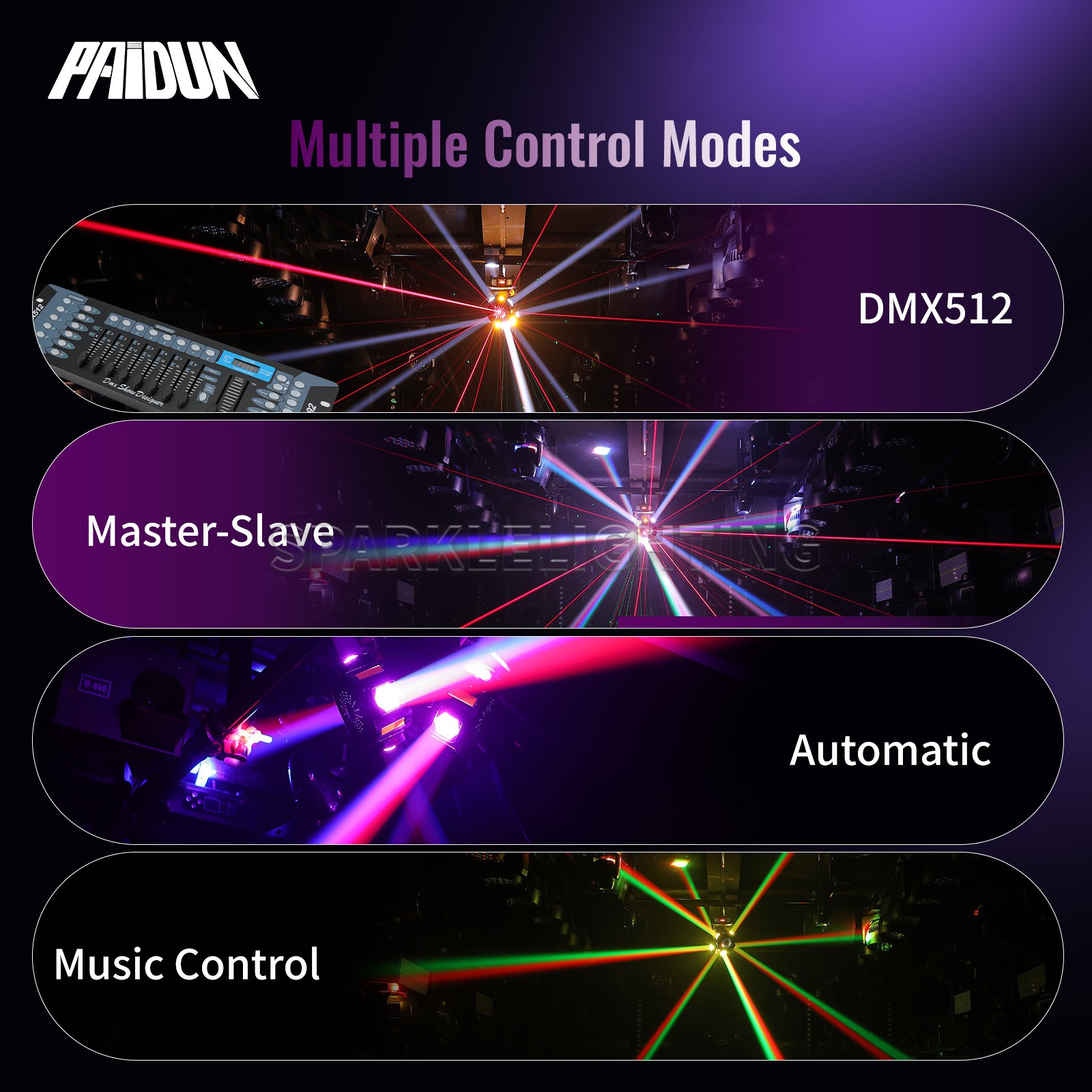PAIDUN 120W Double Head LED Moving Head Light Rotate Beam Laser Effect Disco Bar