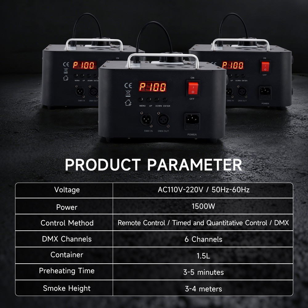 1500W 3In1 LED Light Smoke Fog Machine Stage Fogger DJ Spray Smoke Stage Effect