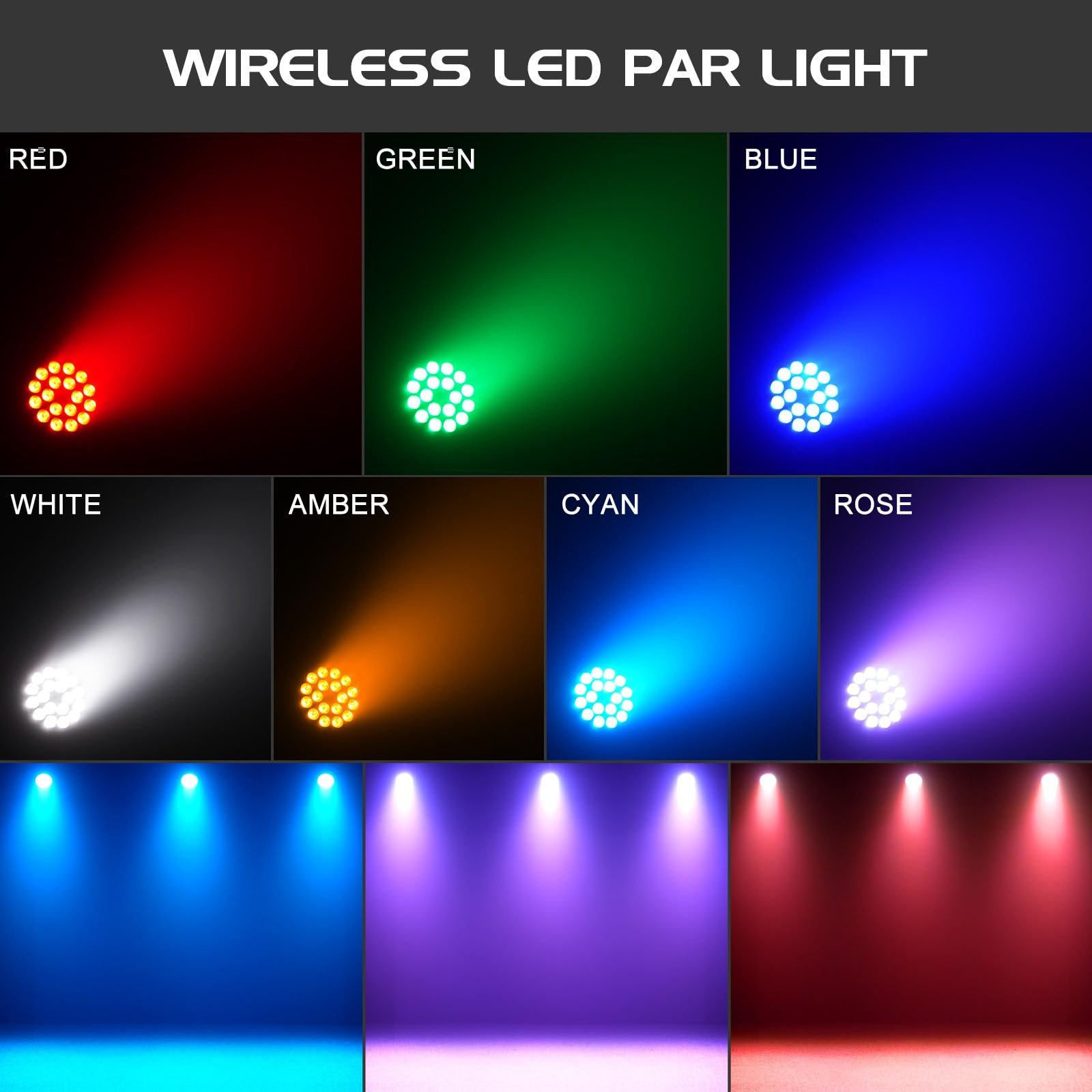 LED Par Light, Sound Active & DMX Control，DJ Lights, Party Light with RGBW & …