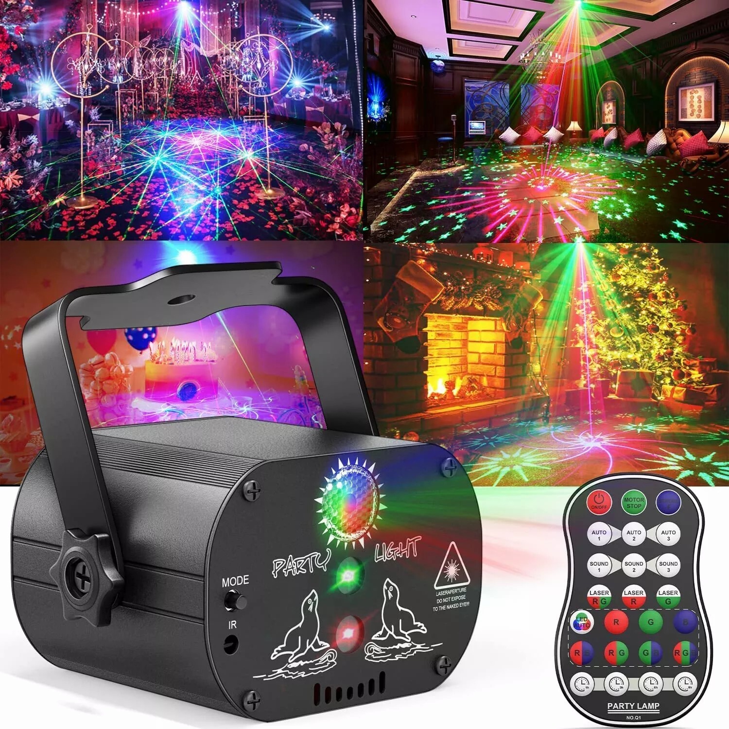 1240 Patterns RGB LED Laser Projector Light DJ Disco Party Lights Xmas w/Stand