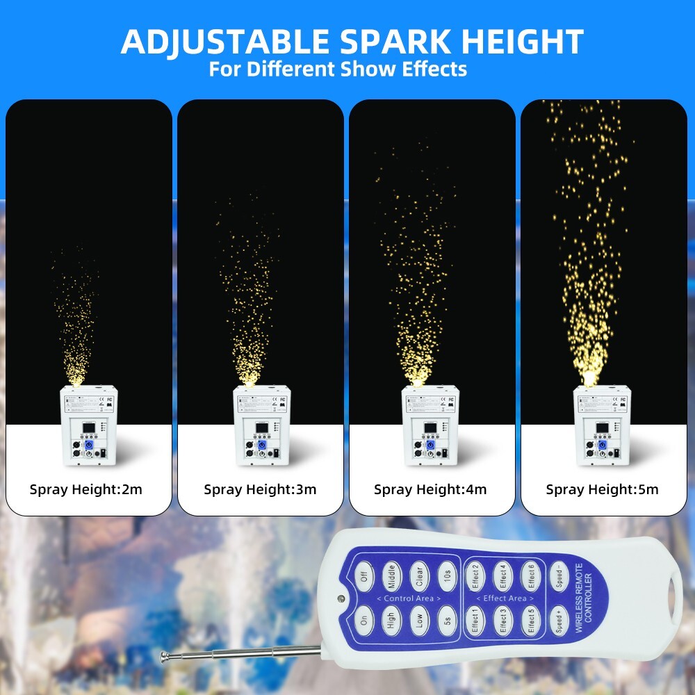 2PCS 750W Cold Spark Machine Wedding DJ Party Stage Effect Firework Machine