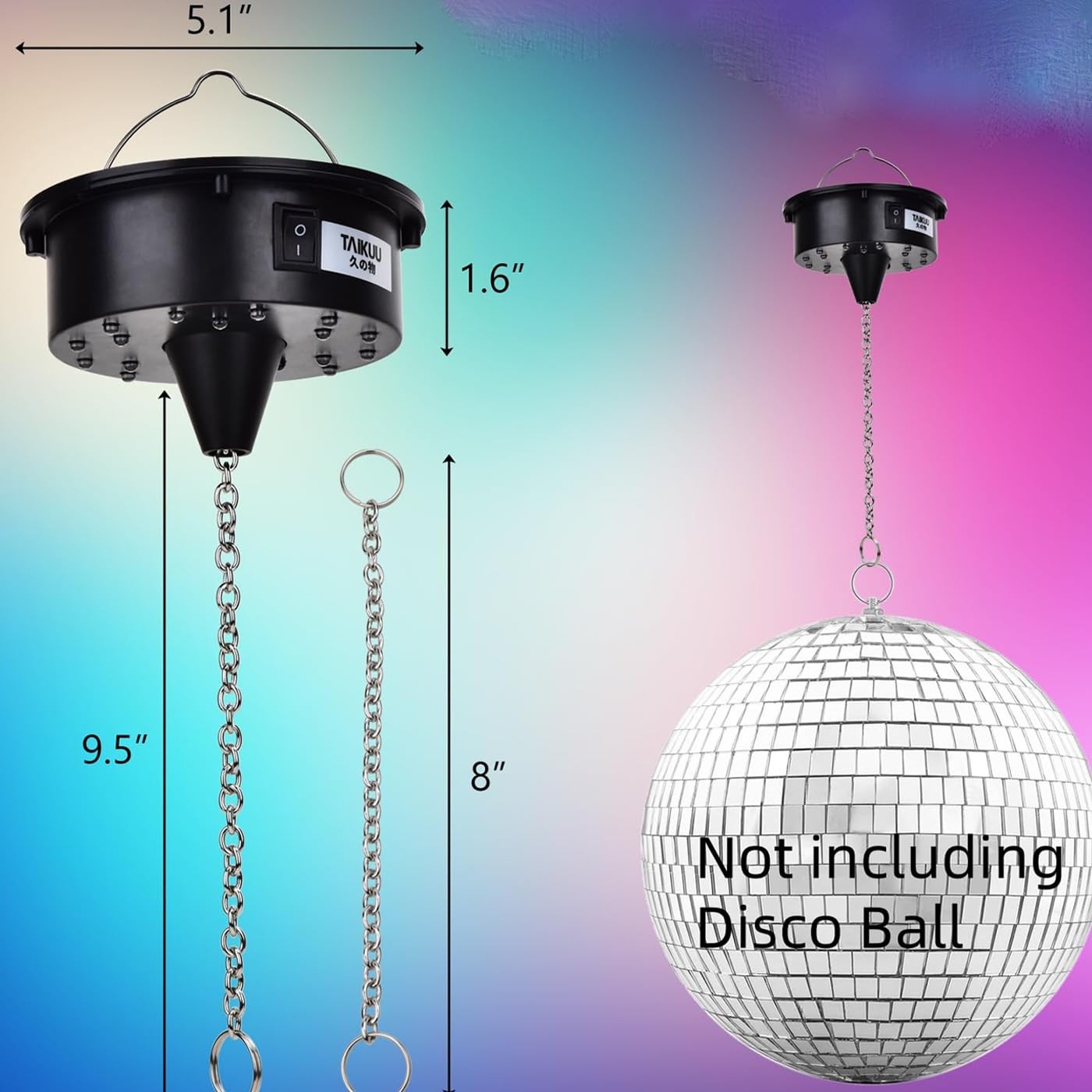 Rotating Disco Ball Motor w/Remote&Light, 5ft Power Cord Easy to Install, 6-1…