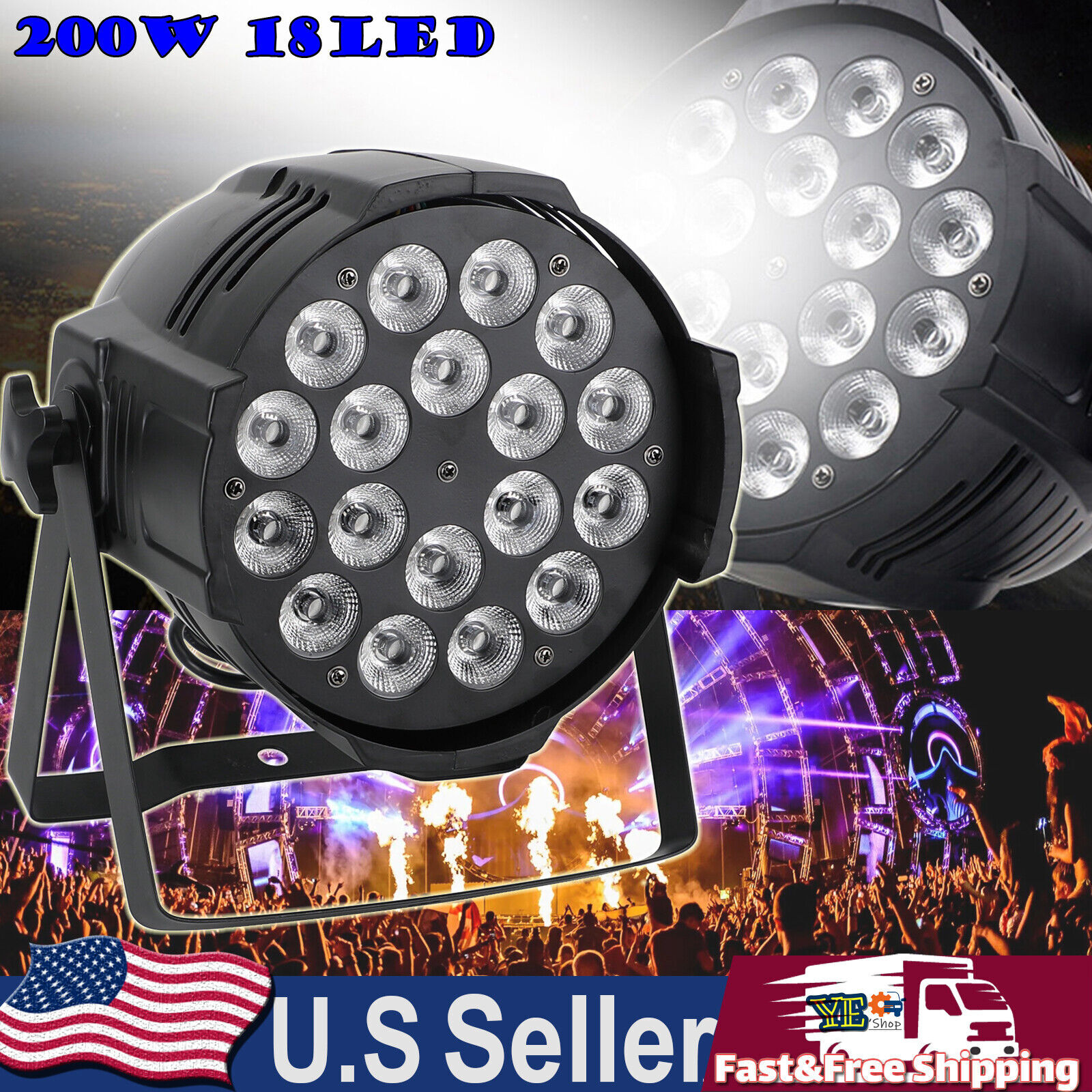 4PCS 270W RGBW Par Can Stage Light Strobe Beam 18 LED DMX512 DJ Disco Party Show