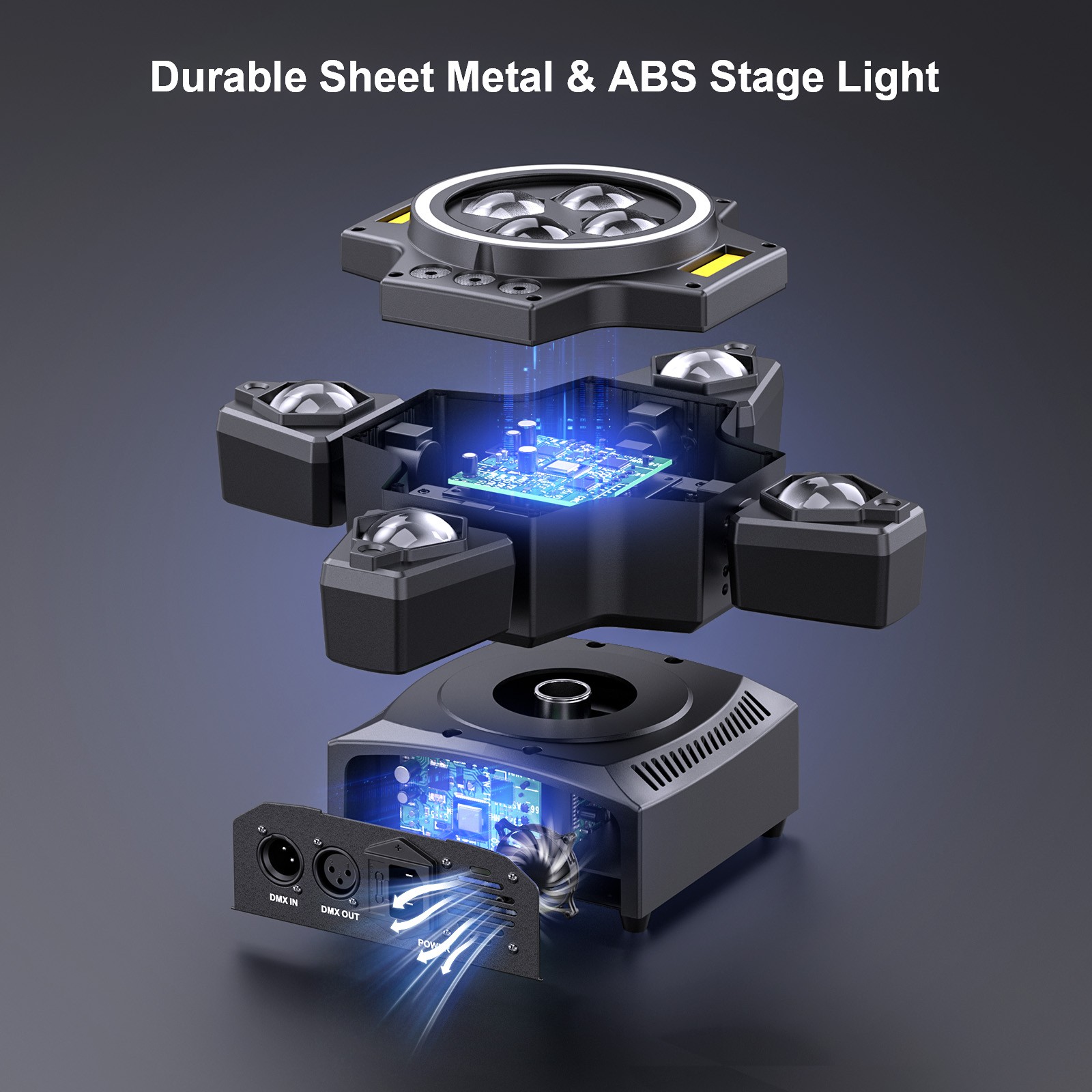 4IN1 180W RGBW DJ Light w/ Laser Effect 4 Arms Moving Head Light DMX Stage Light