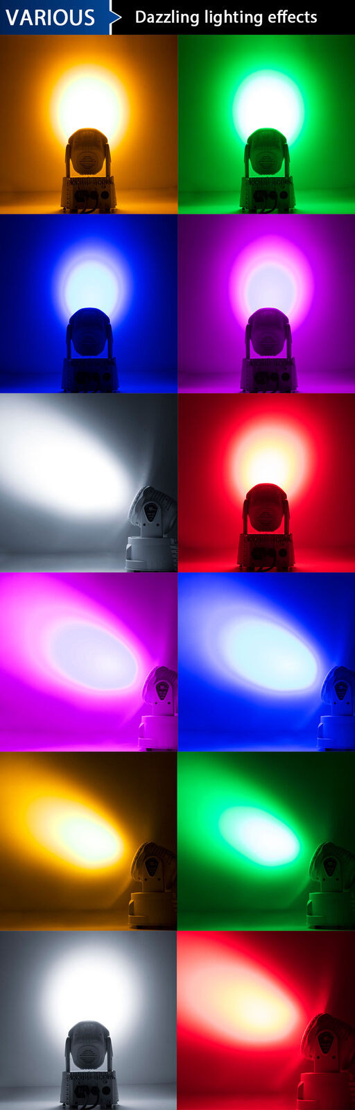 SHEHDS 2Pcs LED 7x18W Wash Moving Head Lighting RGBWA+UV 6in1 For KTV Bar Park