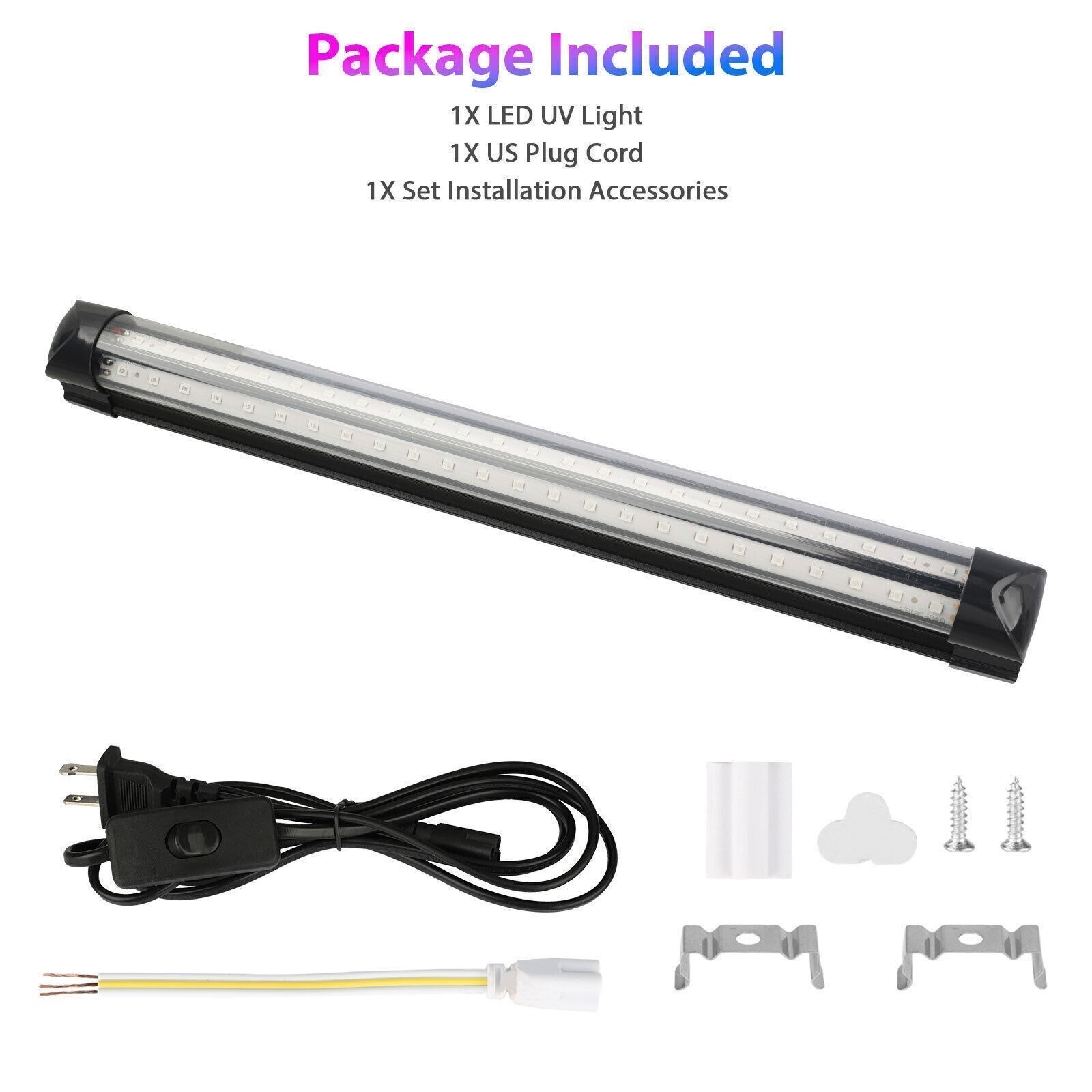 4 PCS UV Black Light Bar Fixtures Ultraviolet Lamp Strip US Plug DJ Party Club