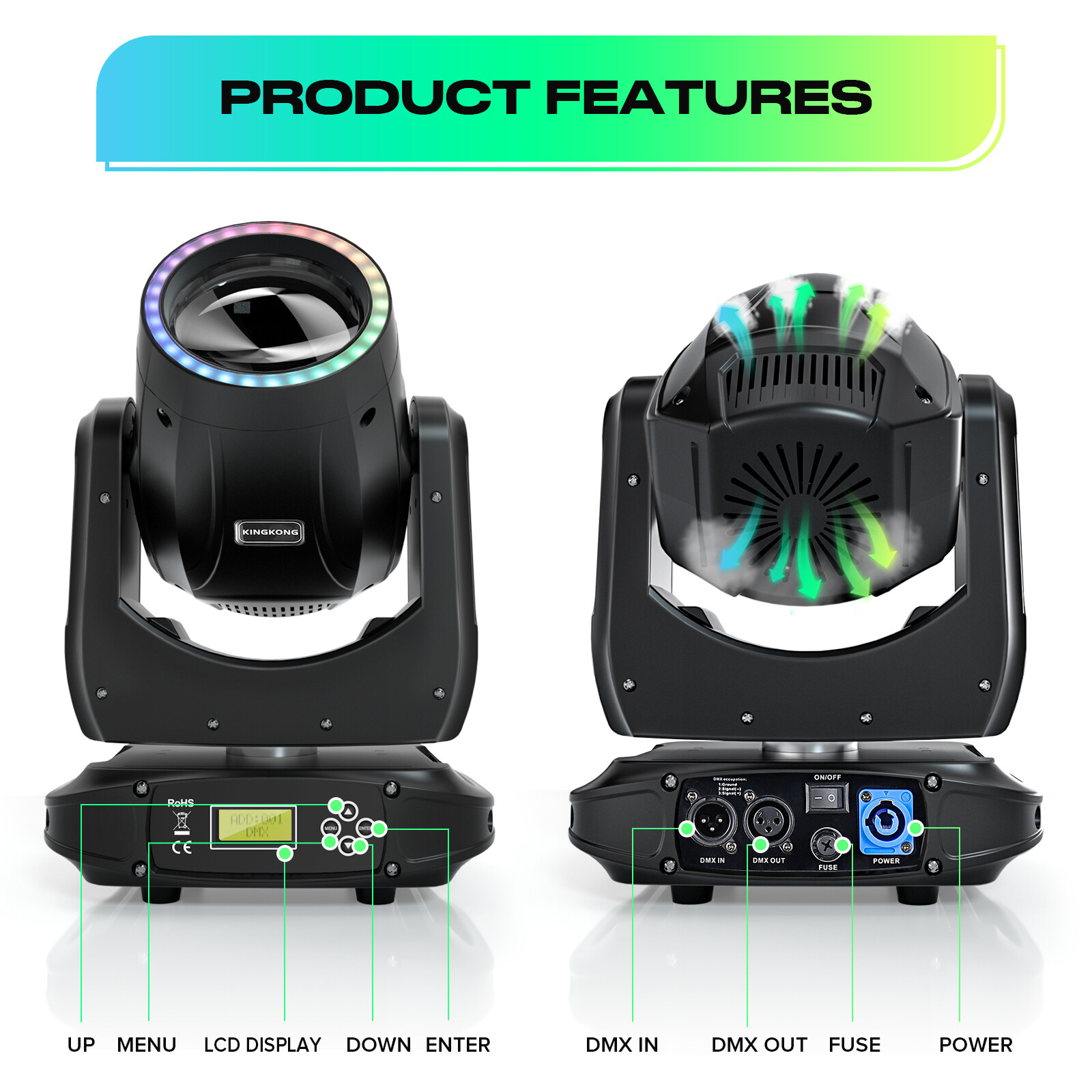200W LED Stage Lights /Flight Case Gobo Beam 8 Prism Moving Head DMX Disco Event