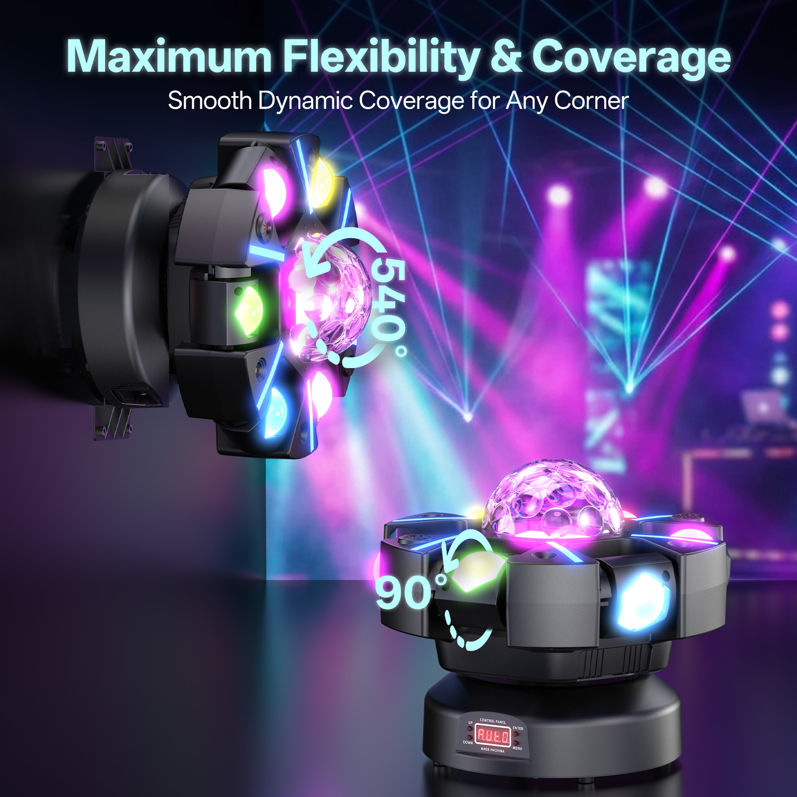 6 Arms 200W RGBW DJ Stage Light Magic Ball Laser Beam DMX512 Sound Active Bar