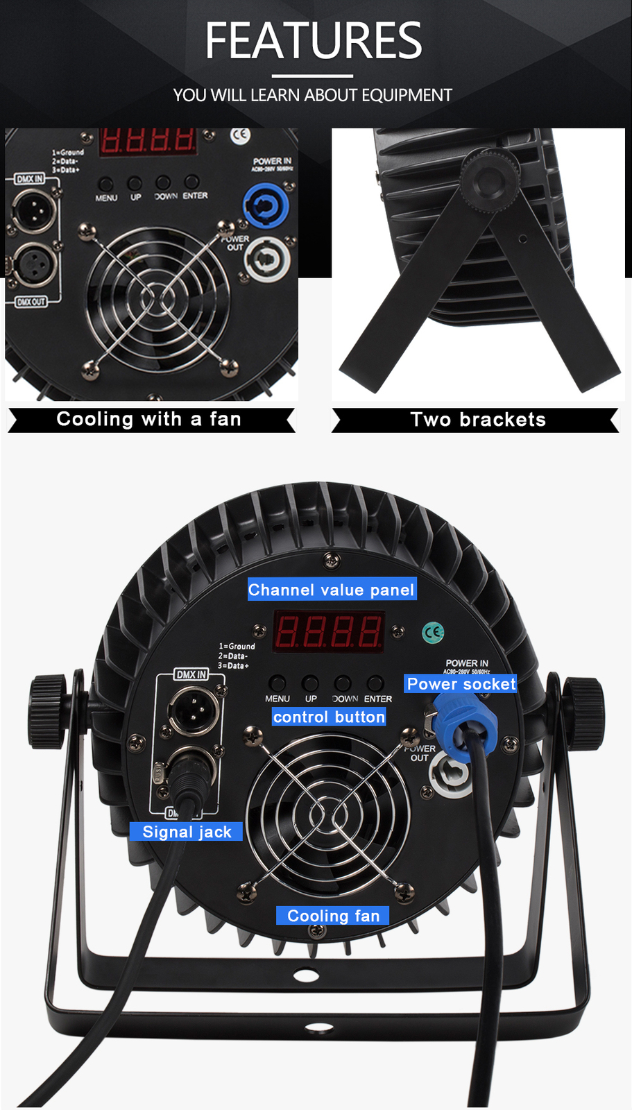 SHEHDS 4Pcs 18x18w RGBWA+UV Aluminum Alloy LED Stage Flat Par Lighting Club