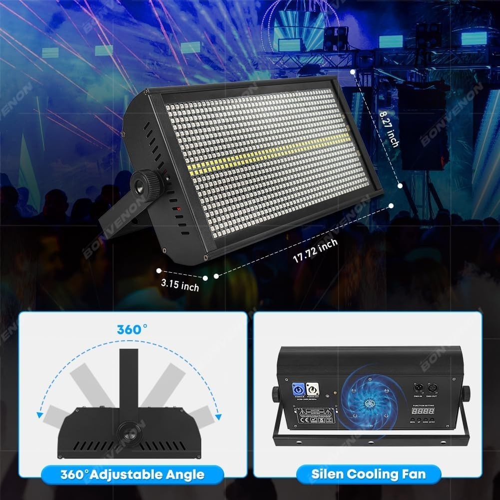 600W RGBW LED Stage Strobe Light – 960 LEDs with 16-Zone Chasing,Pixel Mapping &