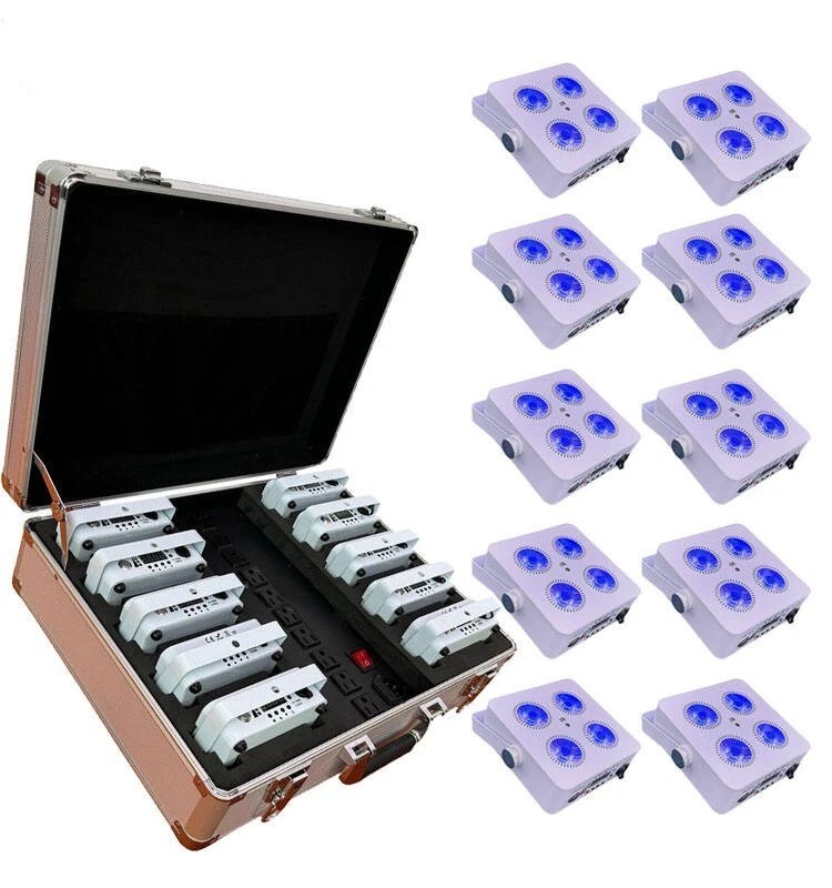 10+Case/4x18w RGBWAUV Wireless Dmx Mini LED Uplight 5000mAh Battery DJ Stage Par
