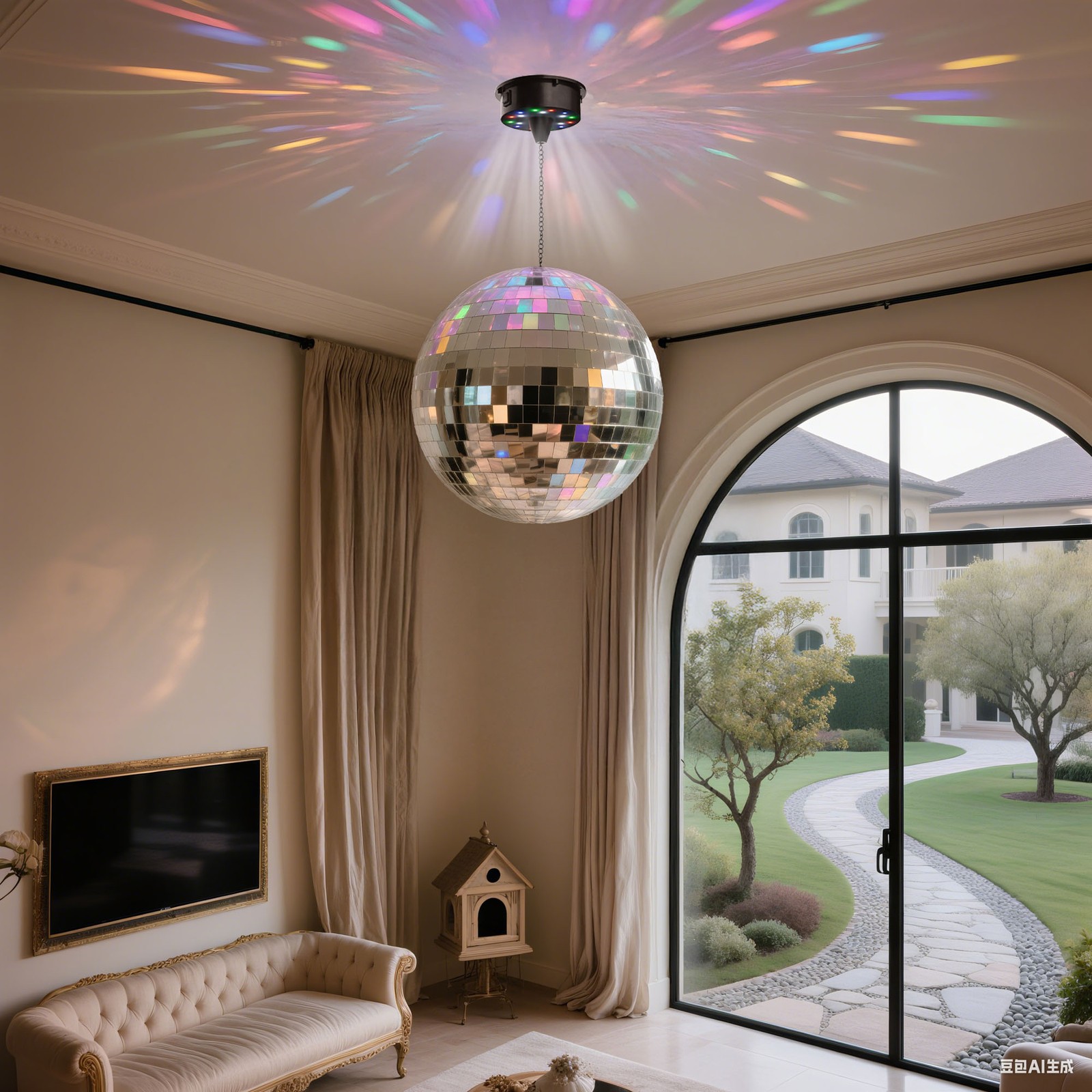 Yescom 16″ Large Disco Ball with Motor 6RPM 18 RGBW LED Lights for 70s 80s Party