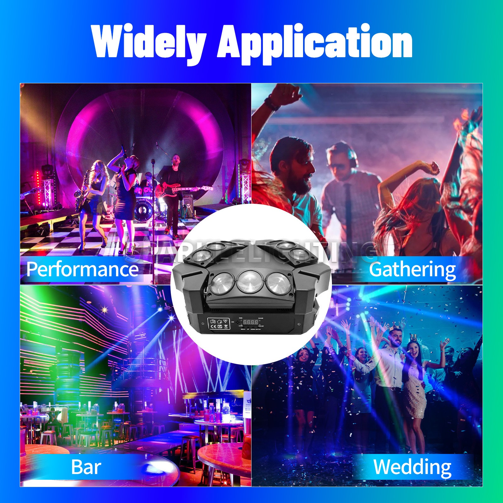 PAIDUN NEW RGBW Spider Laser Light 9LED Beam Moving Head Light Sound Activated