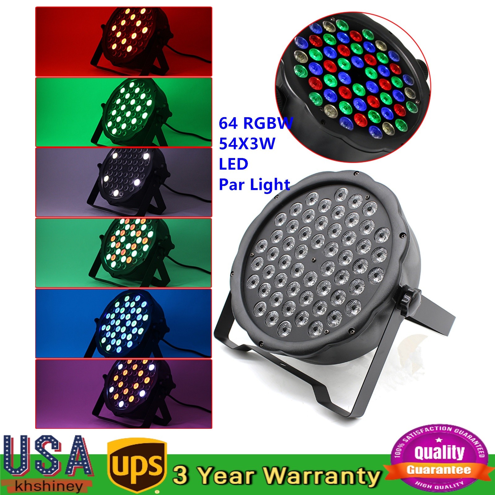 New 54 LED RGBW Stage PAR 64 Light 162W Party Lighting DMX DJ Show Strobe light