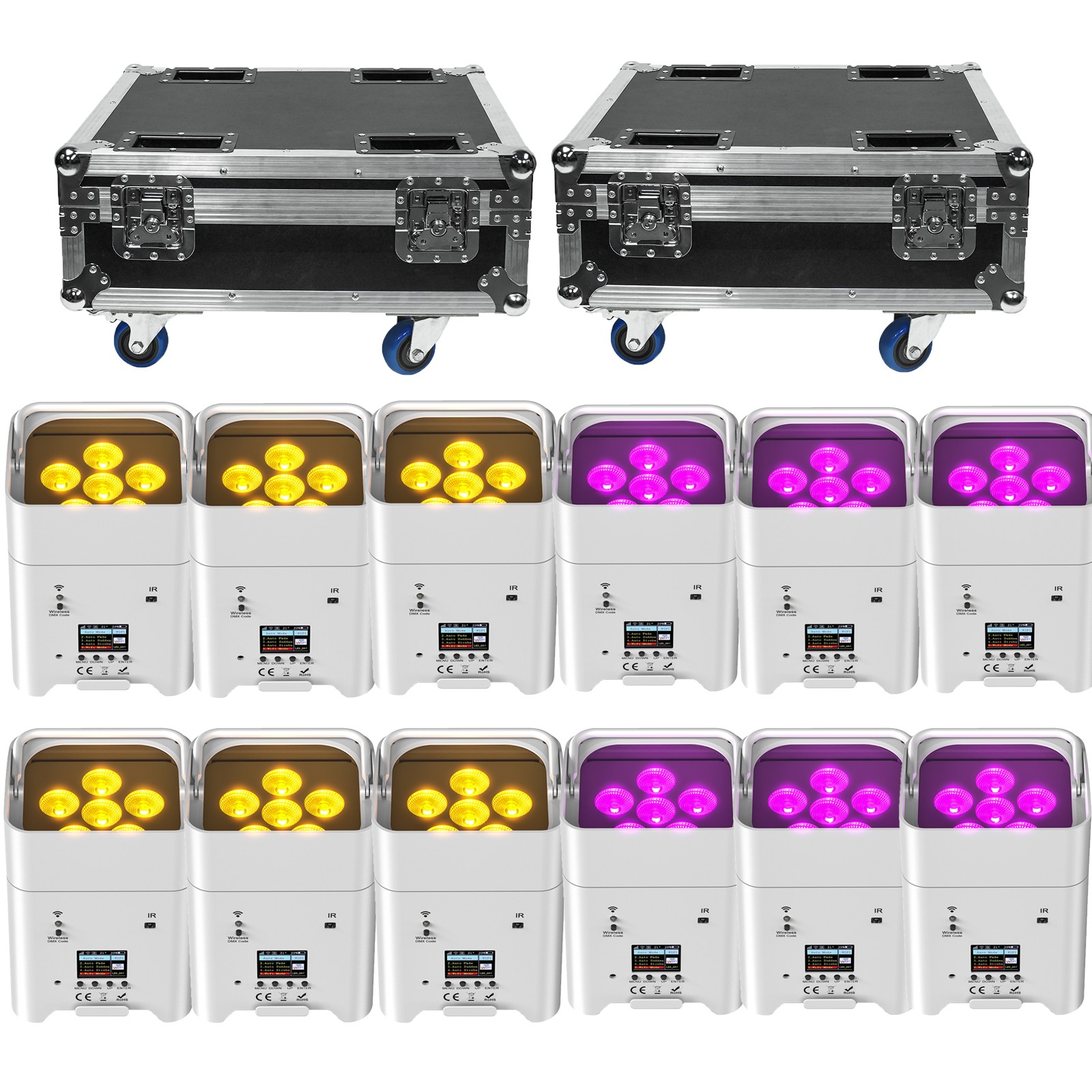 LED 6X18W RGBWA+UV Battery Powered WIRELESS DMX Par Can DJ Uplighting Up Light