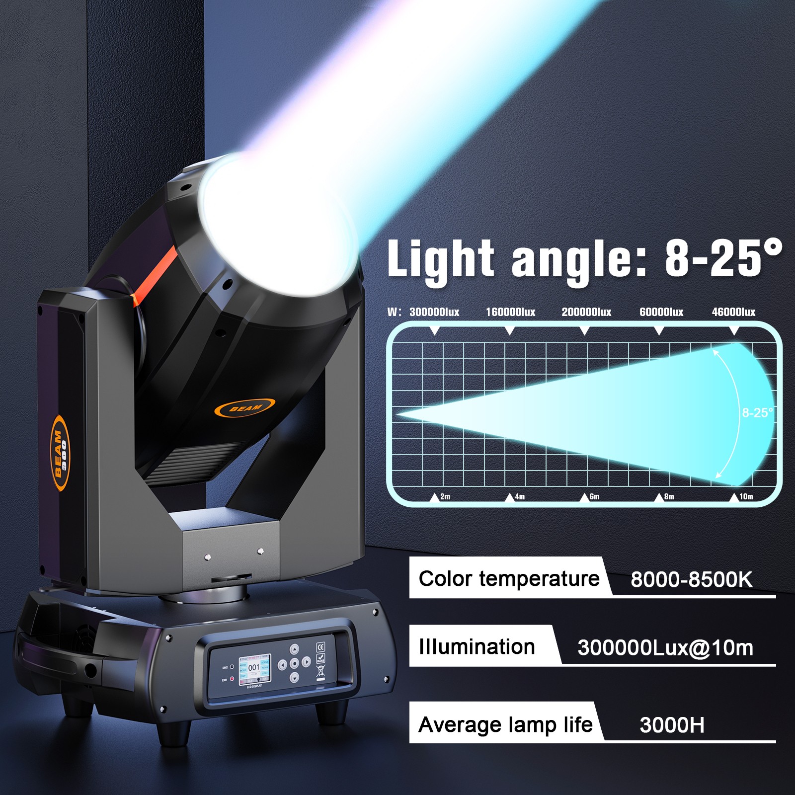 4x 380W Beam Moving Head Light Rainbow Stage Effect Lighting DJ With flight case