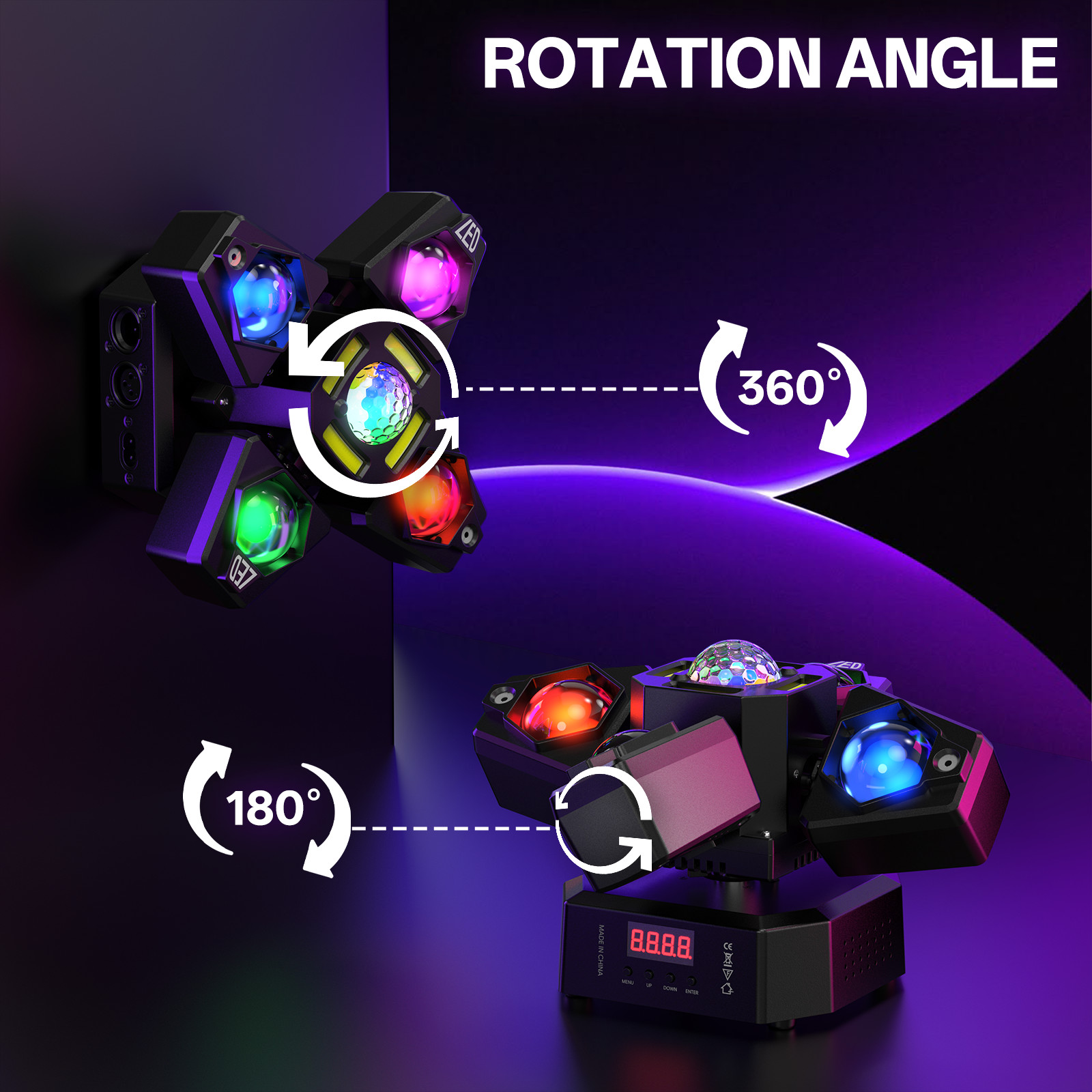 Rotatable 4 Arms 120W LED Moving Head Beam Laser Light DMX Disco DJ Stage party
