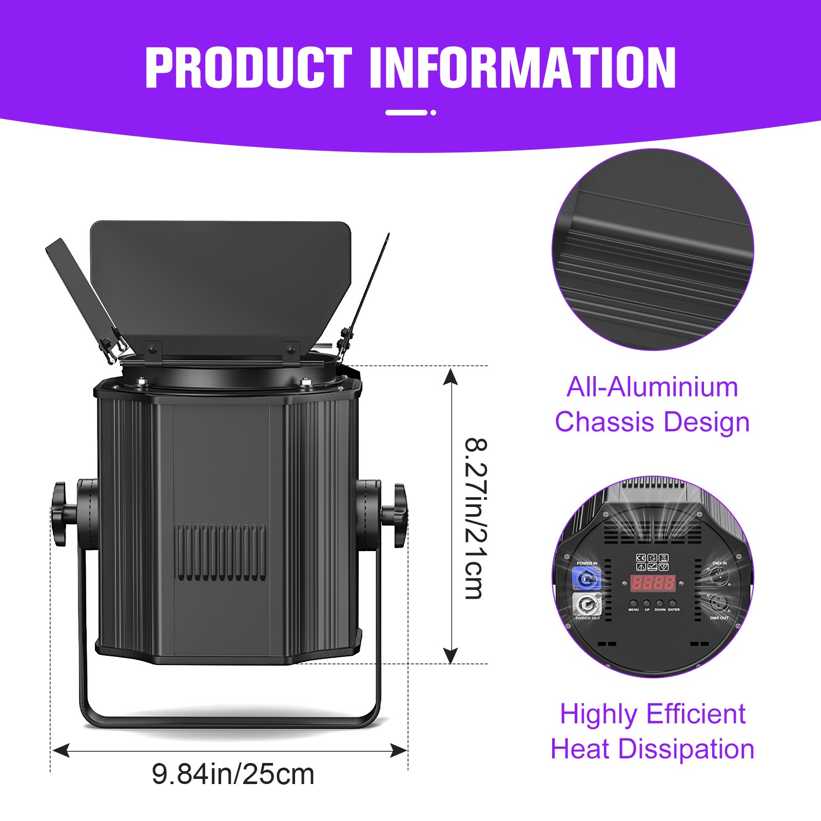 Par Light Dual Color COB 200W Spotlights with Barn Door DJ Party Stage Lighting