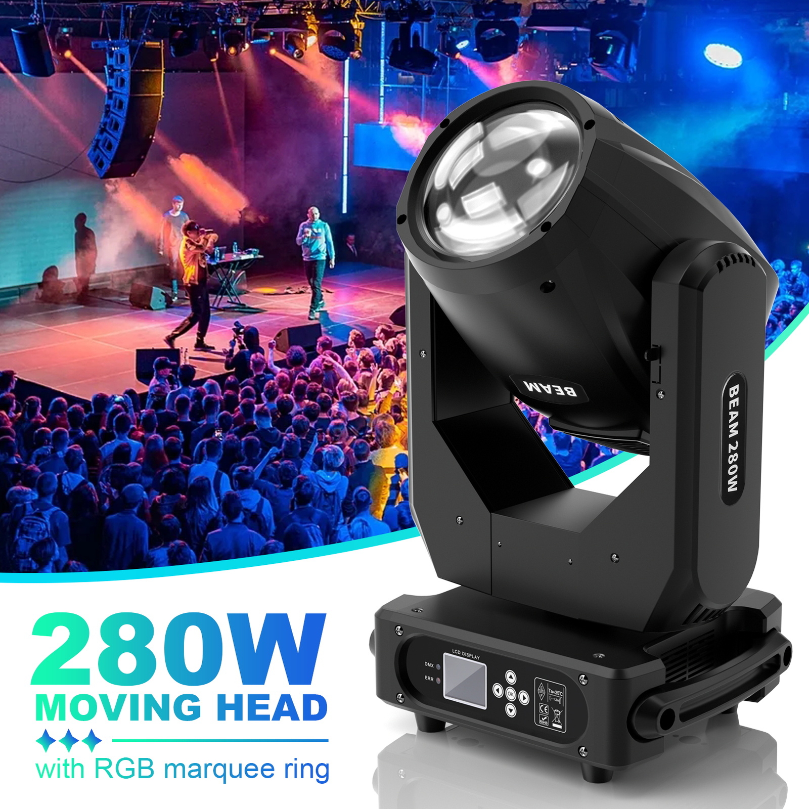280W 10R Beam Moving Head Stage Lighting Gobo Spot Lighting DJ Disco Party Show
