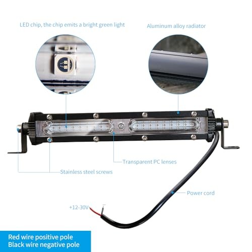 7Inch LED Boat Hunting Lights Bar 2PCS Single Row Slim Auxiliary Work Green