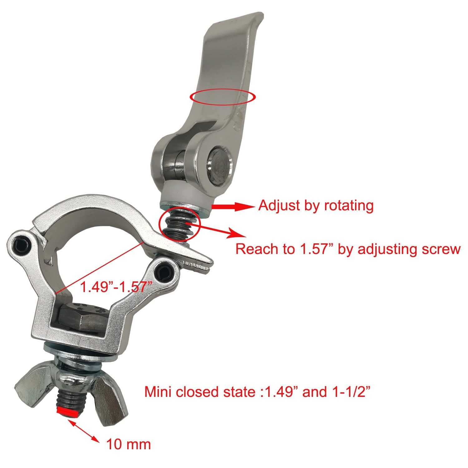 2 PCS Silver 1.491.57 Inch Lighting Truss Clamp Stage DJ Par Light 220 Lbs