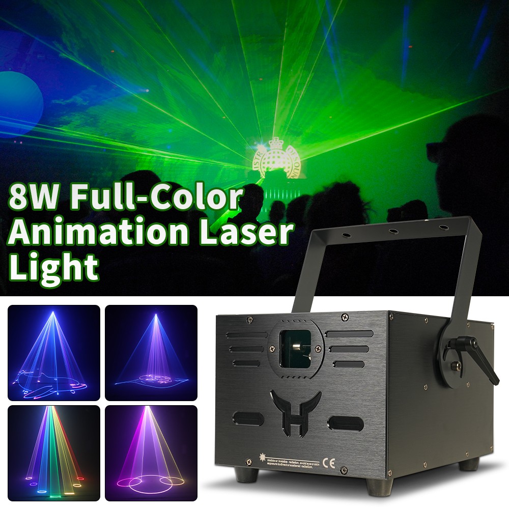 8W Full Color Animation Laser Light DMX APP Control RGB Wedding Effect Lighting