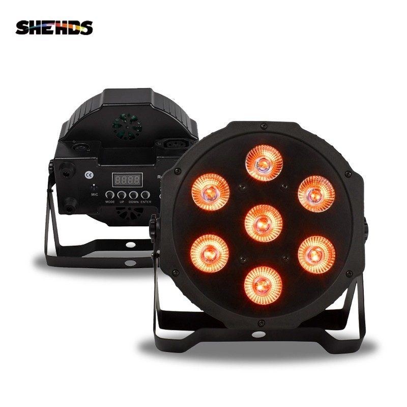 7x18W Flat PAR Light LED RGBWA+UV Beam Stage Bar Lighting DMX DJ Disco Party