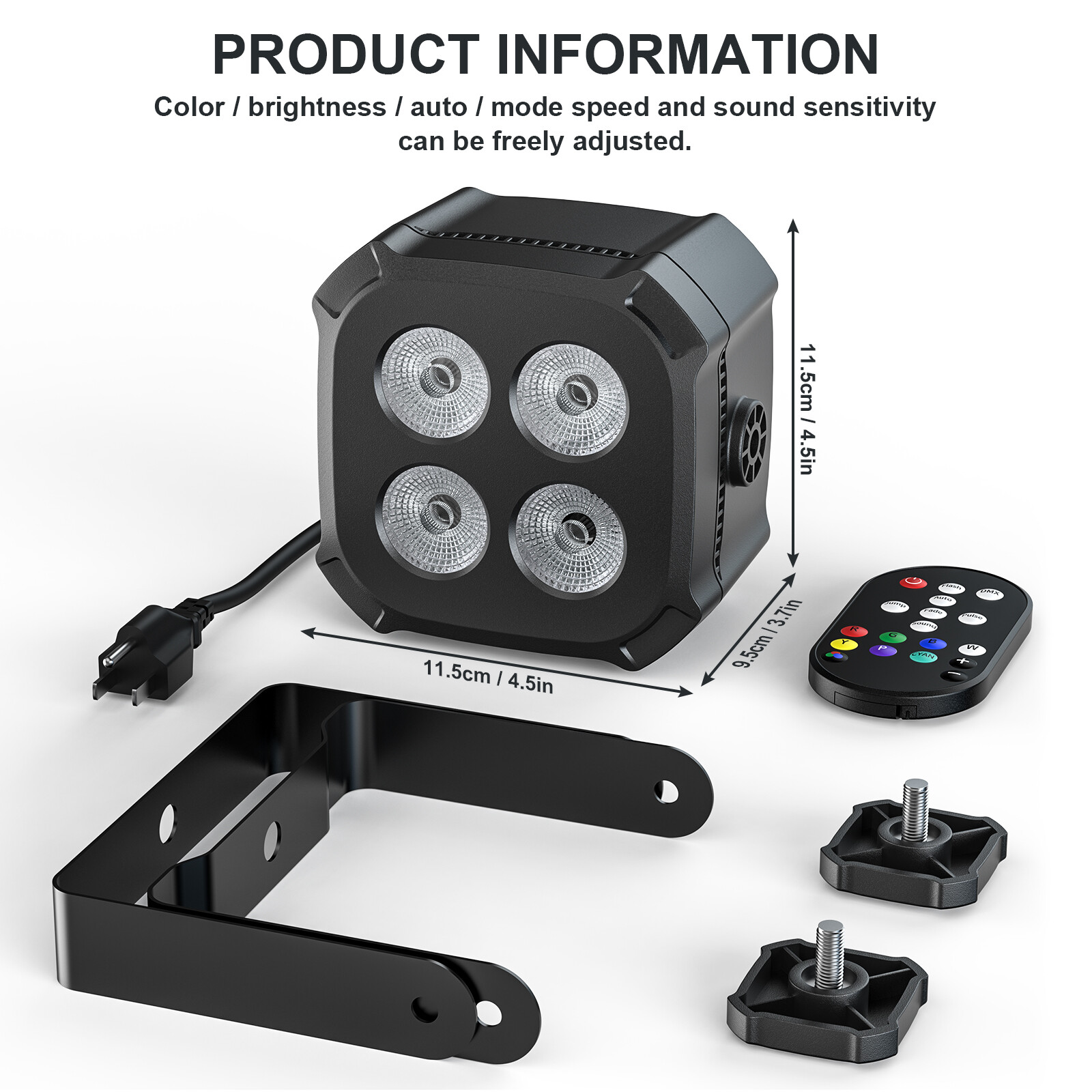 RGBWYP+CYAN Par Light 4 LEDs DMX Remote Control RGBW Stage Light DJ Disco Party