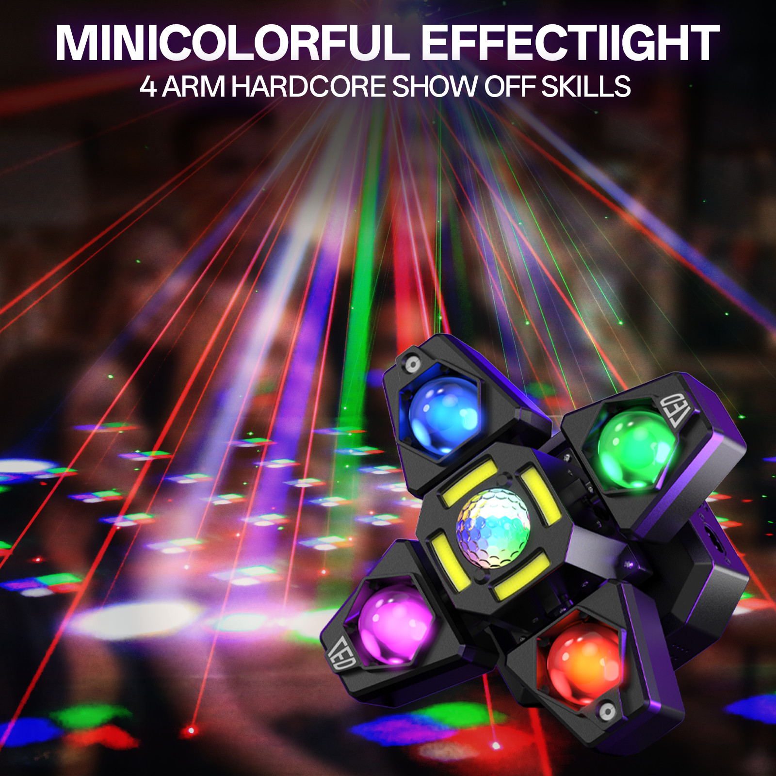 Rotatable 4 Arms 120W LED Moving Head Beam Laser Light DMX Disco DJ Stage party