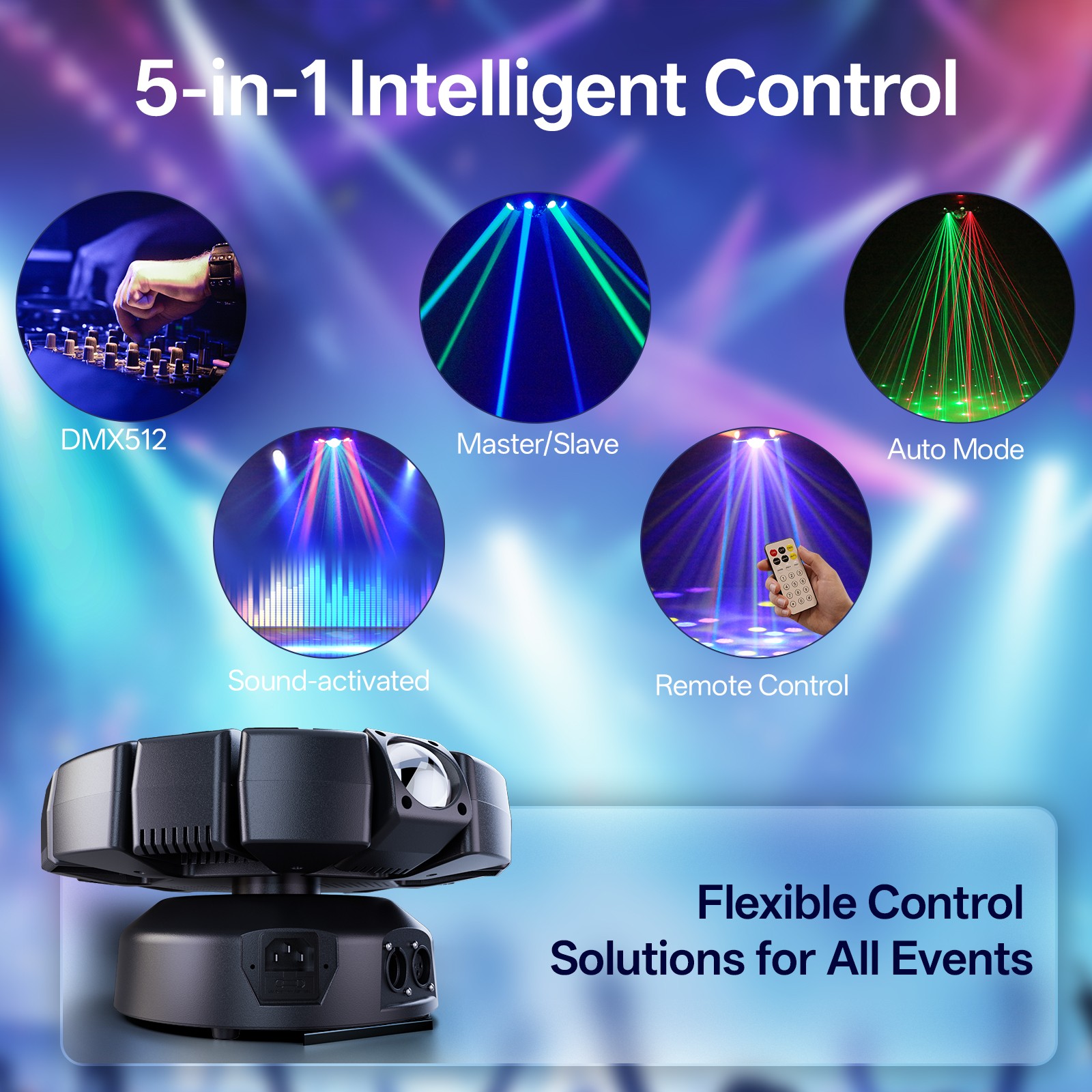8 Arms Bee Eye Stage Light 200W LED Moving Head Beam Light Laser DJ Disco